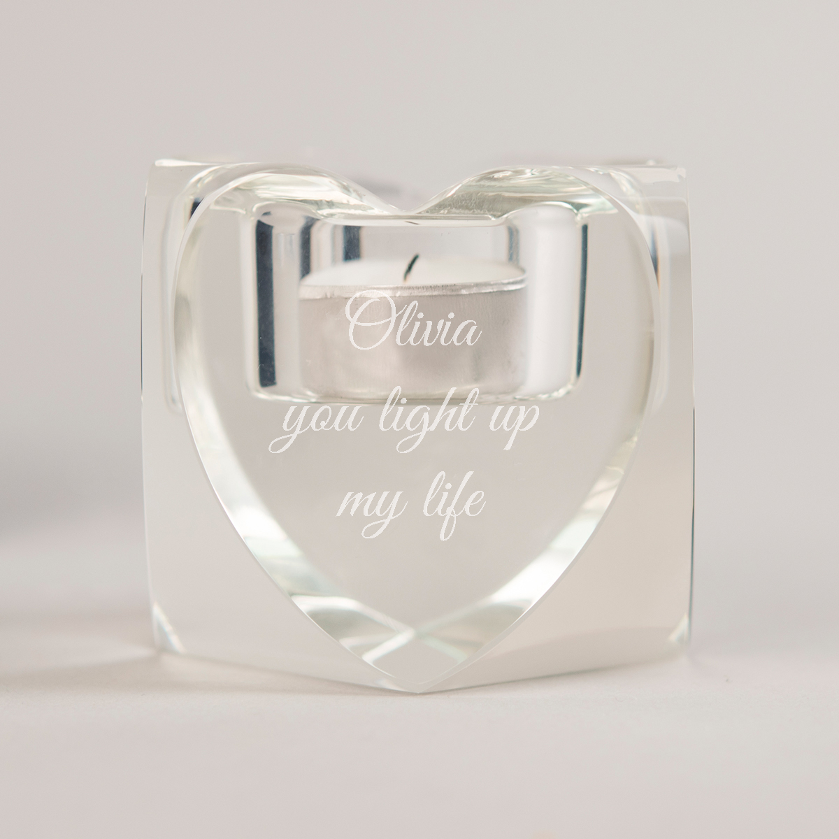 Personalised Optical Crystal Heart Tealight Holder