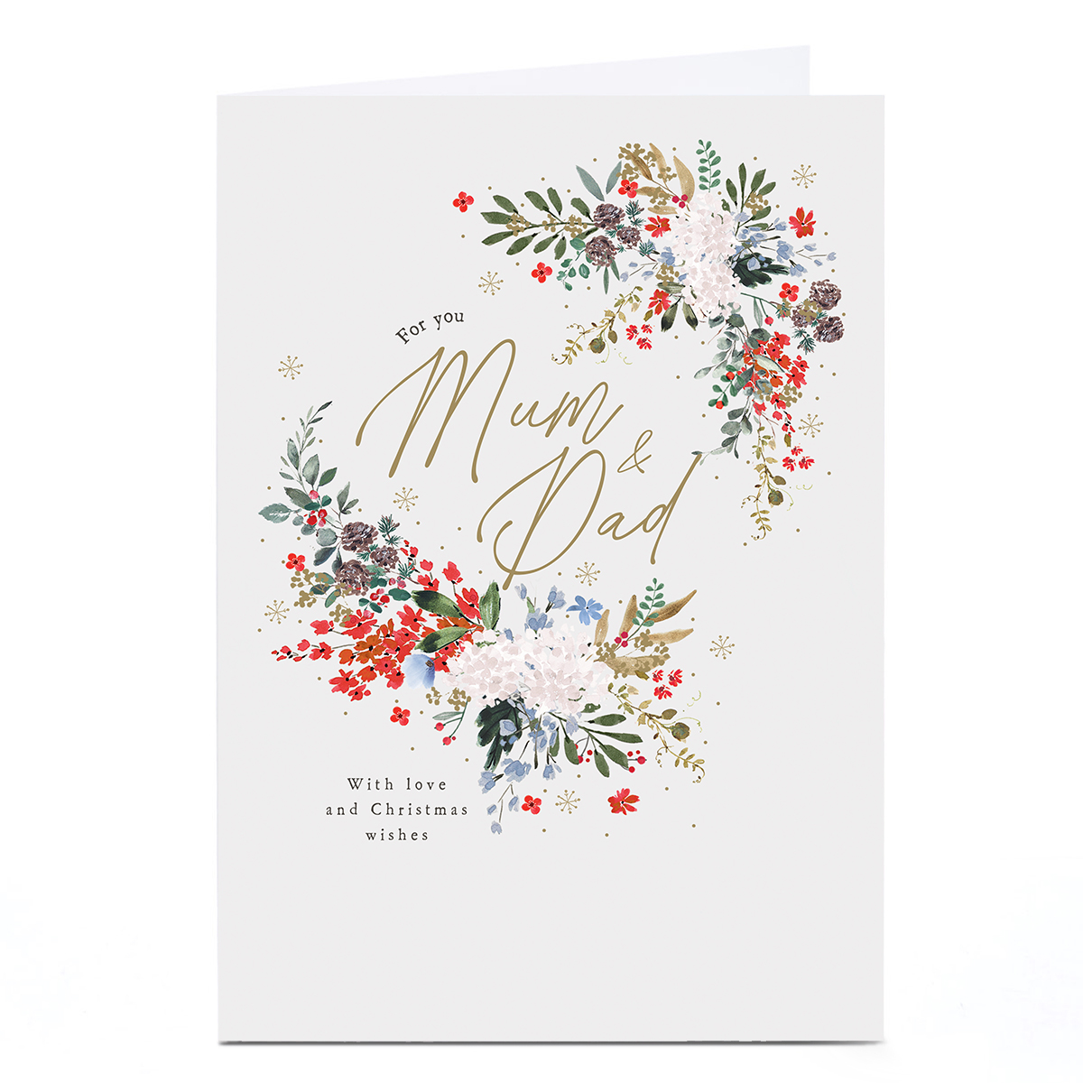 Personalised Christmas Card - Classic Floral Love and Wishes, Mum & Dad