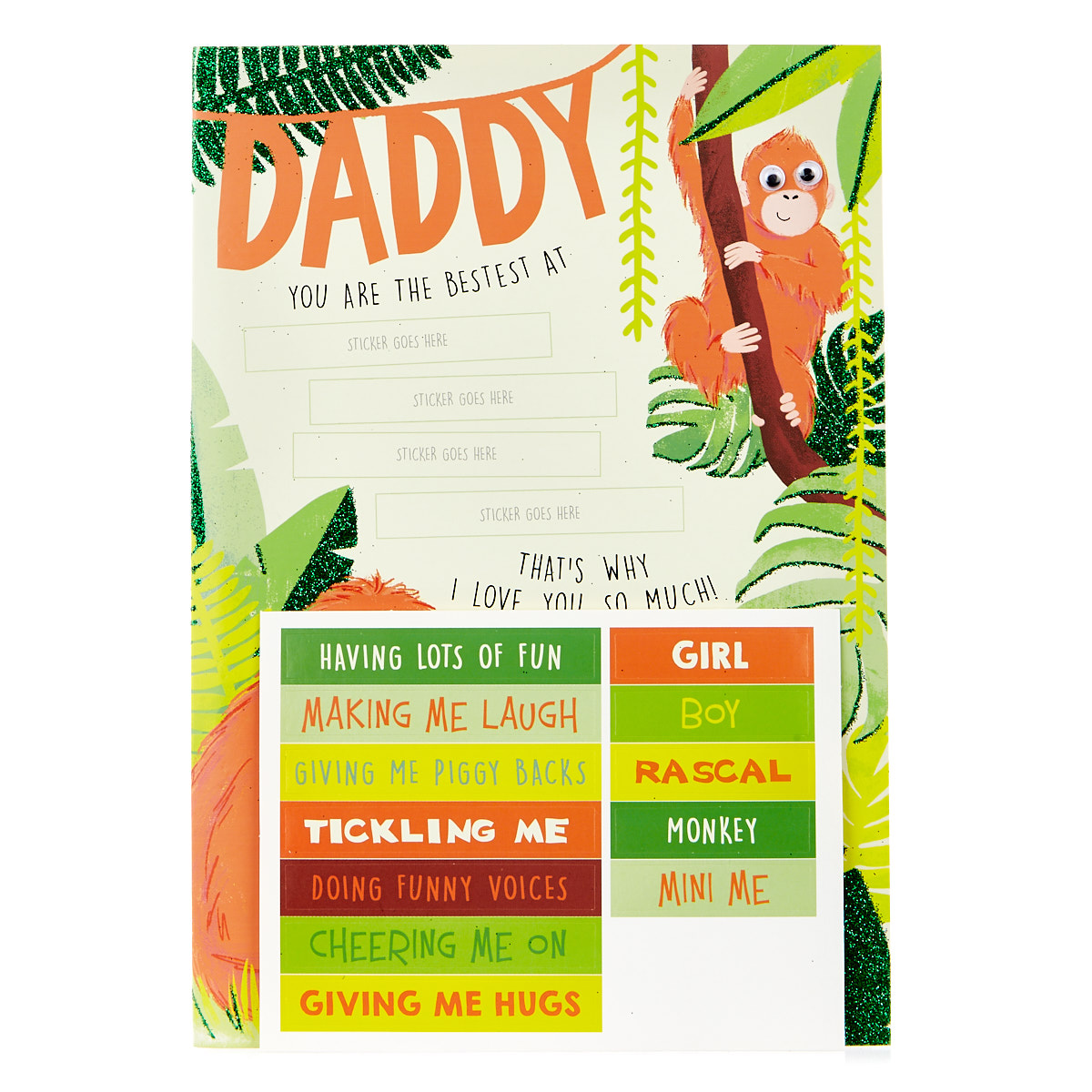 Father's Day Card - Daddy, Orangutans (Stickers Included)