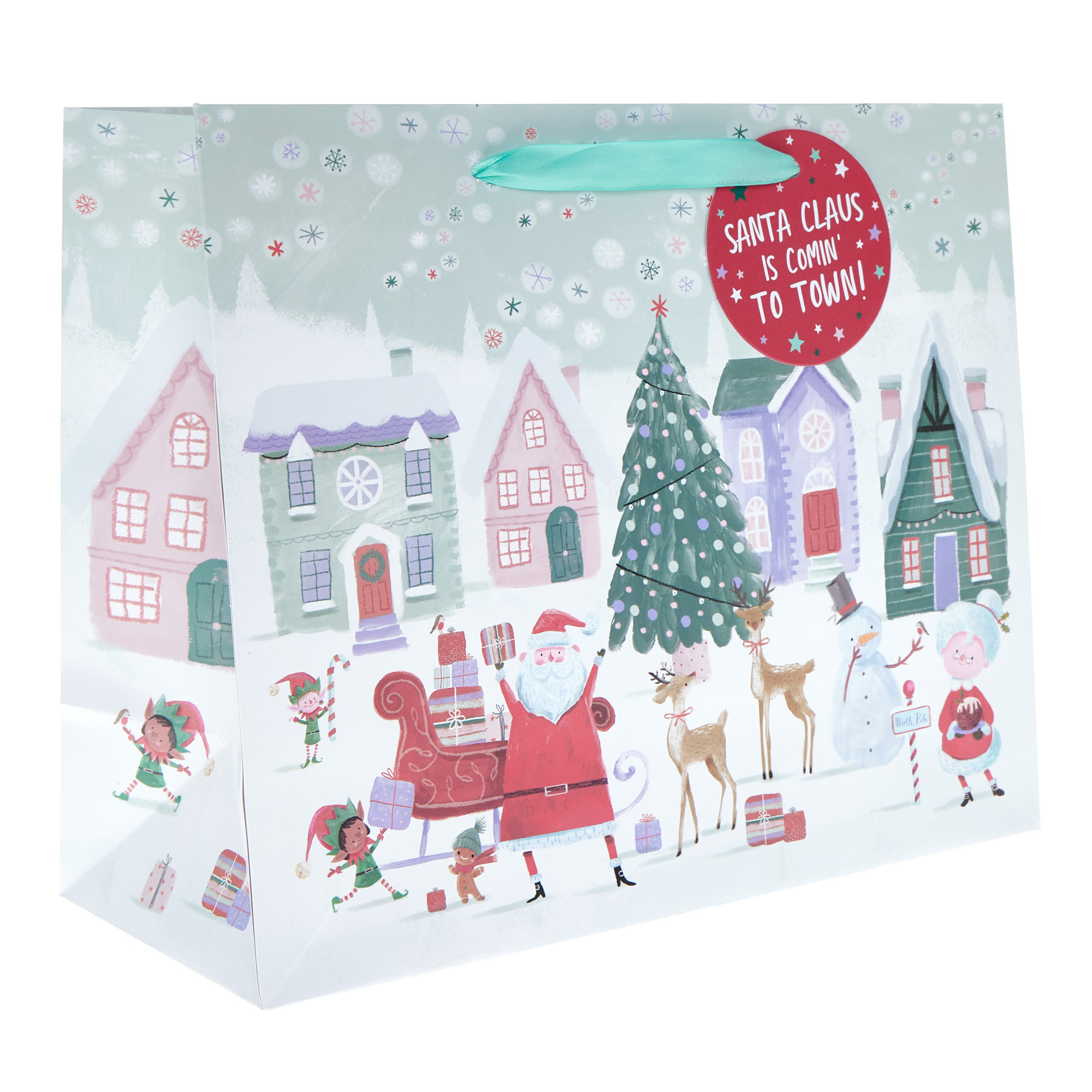 Large Landscape Santa Claus is Comin' Gift Bag