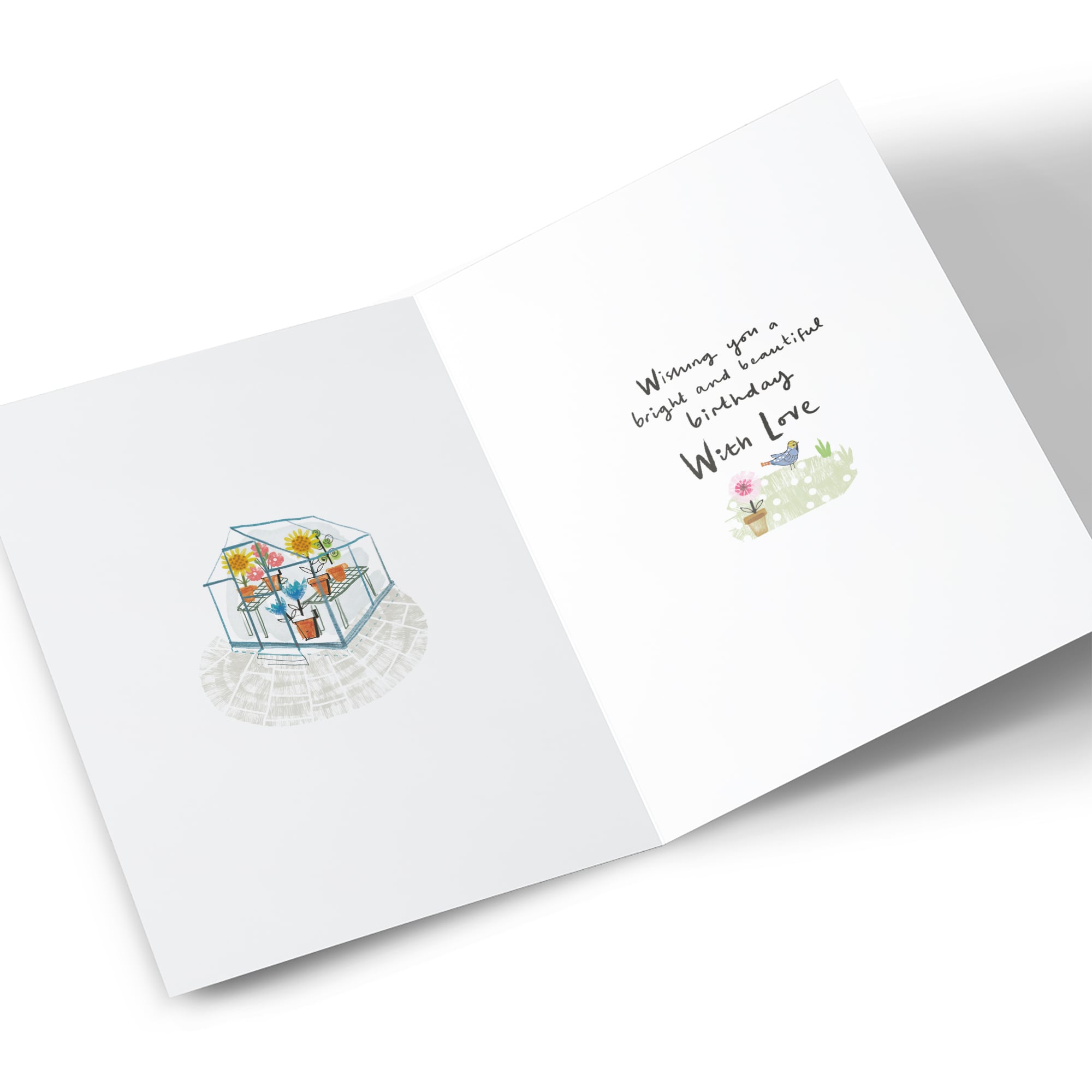 Birthday Card - Sunny Garden and Greenhouse, Nan
