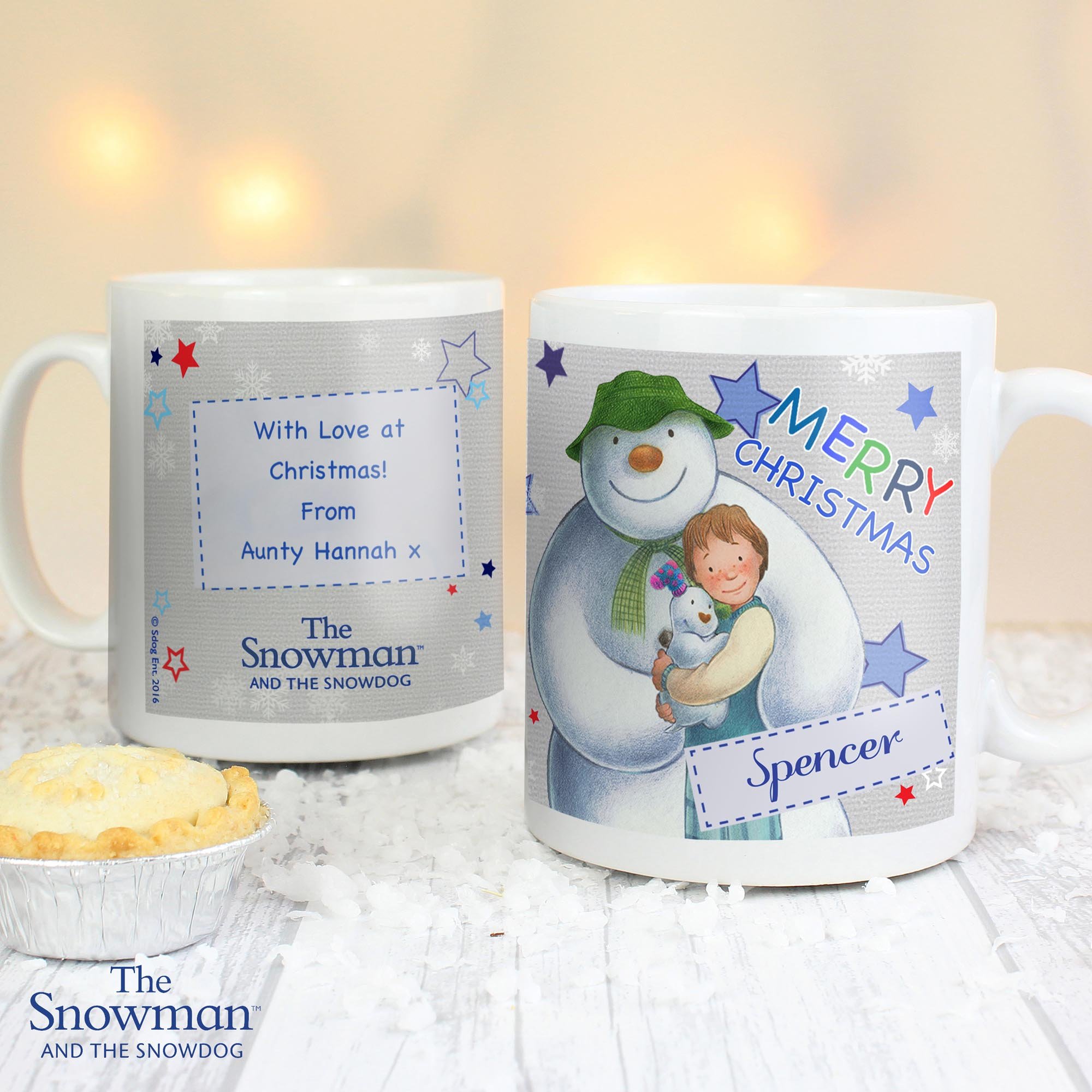 Personalised The Snowman & the Snowdog Blue Mug