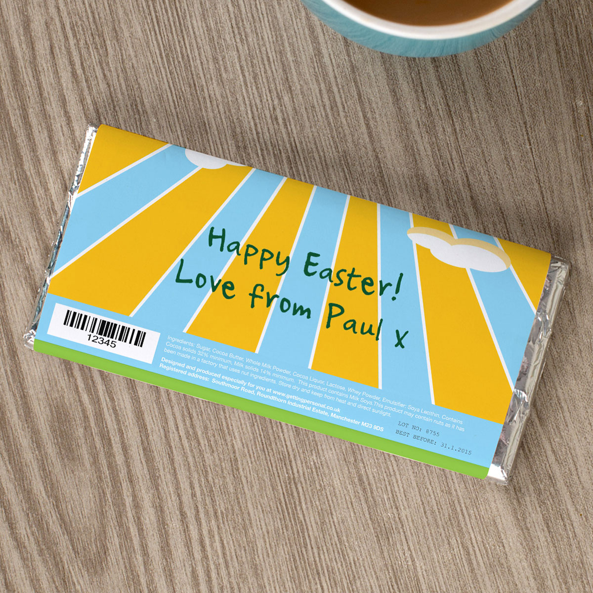 Personalised Chocolate Bar - Happy Easter Sunset