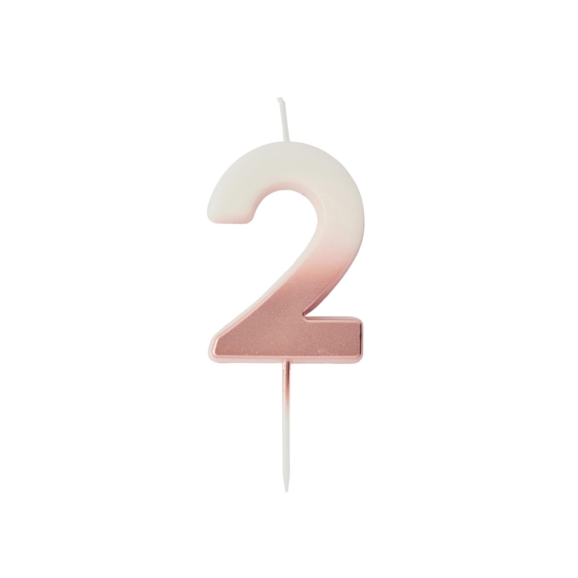 Rose Gold Ombre Number Cake Candle (0-9)