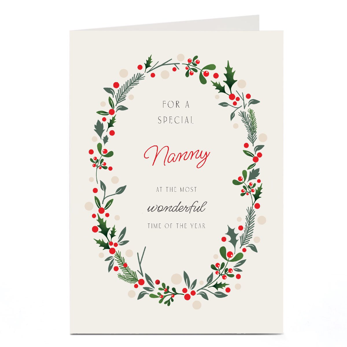Personalised Christmas Card - The Most Wonderful Time Of The Year Wreath