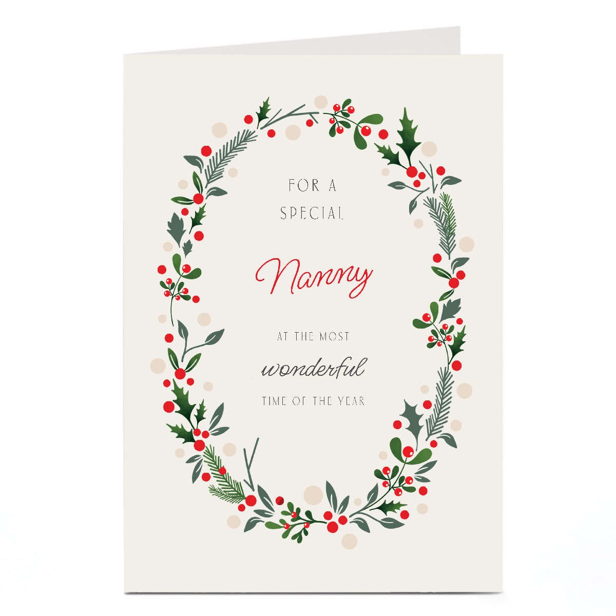 Personalised Christmas Card - The Most Wonderful Time Of The Year Wreath