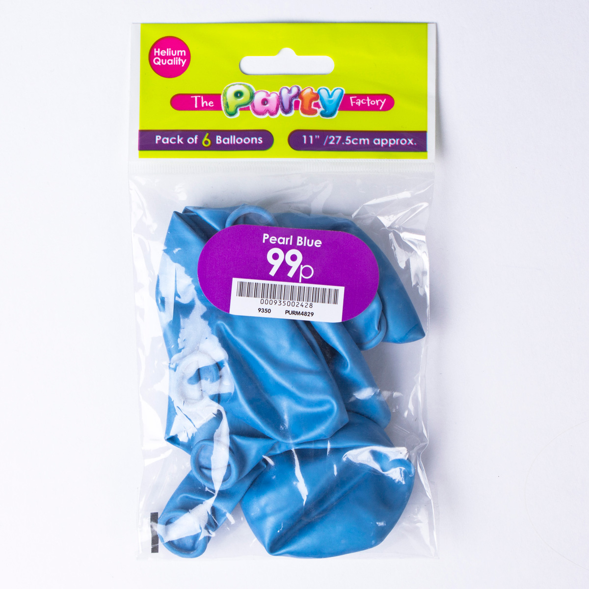 Metallic Pale Blue Air-fill Latex Balloons - Pack Of 6