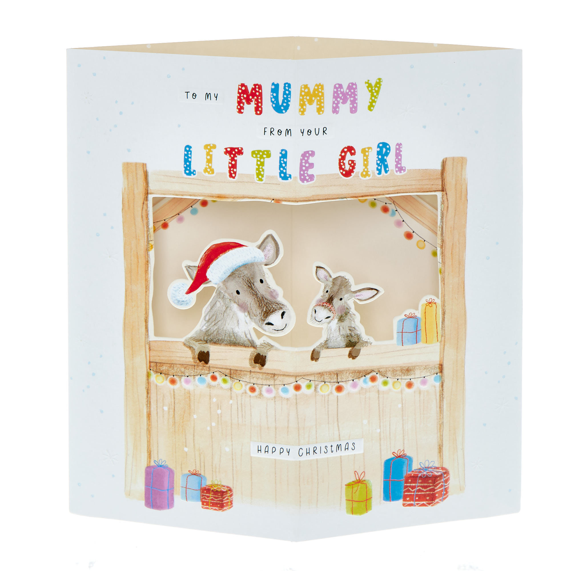 Mummy From Little Girl Stable 3D Christmas Card