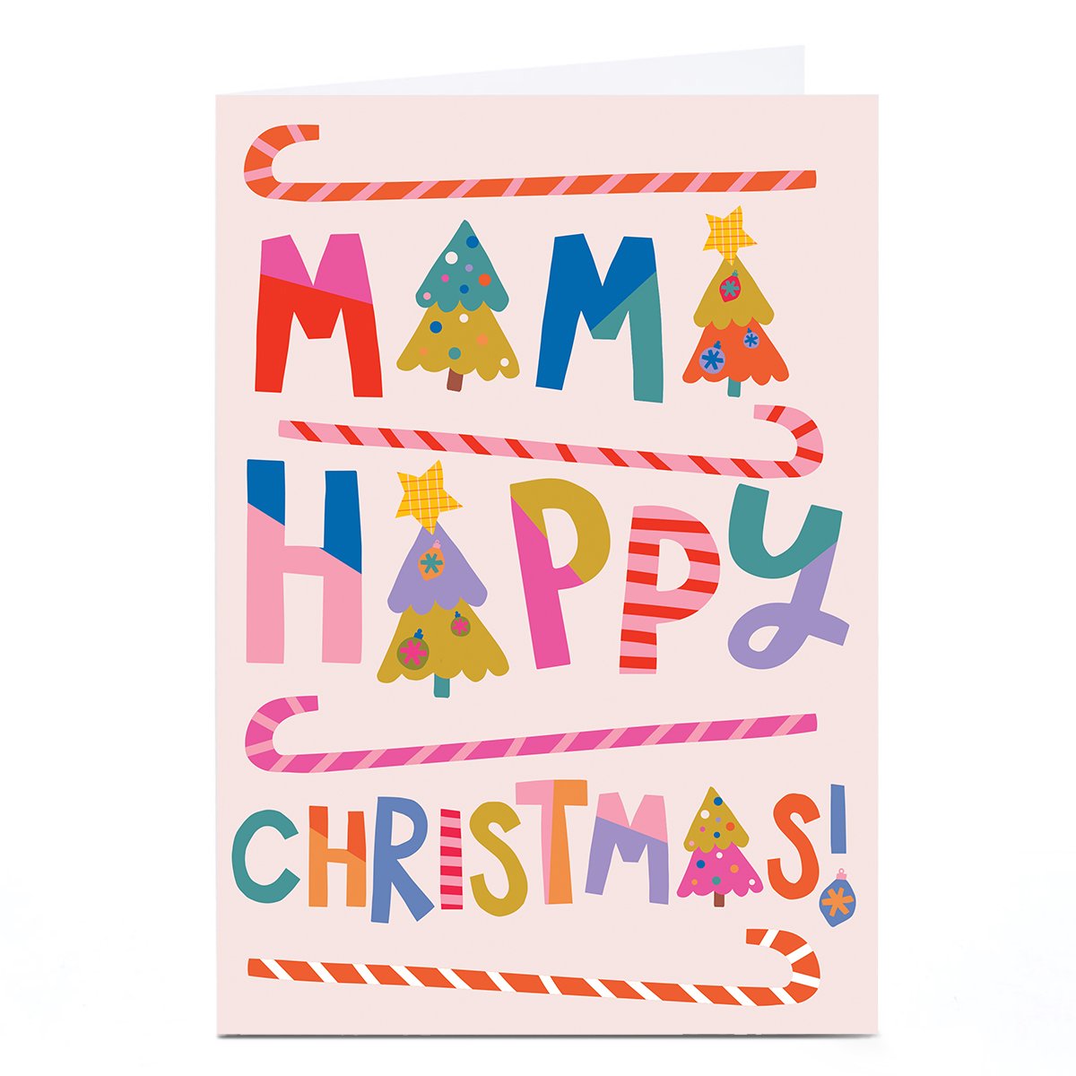Christmas Card - Pastels Candy Canes and Trees, Mama