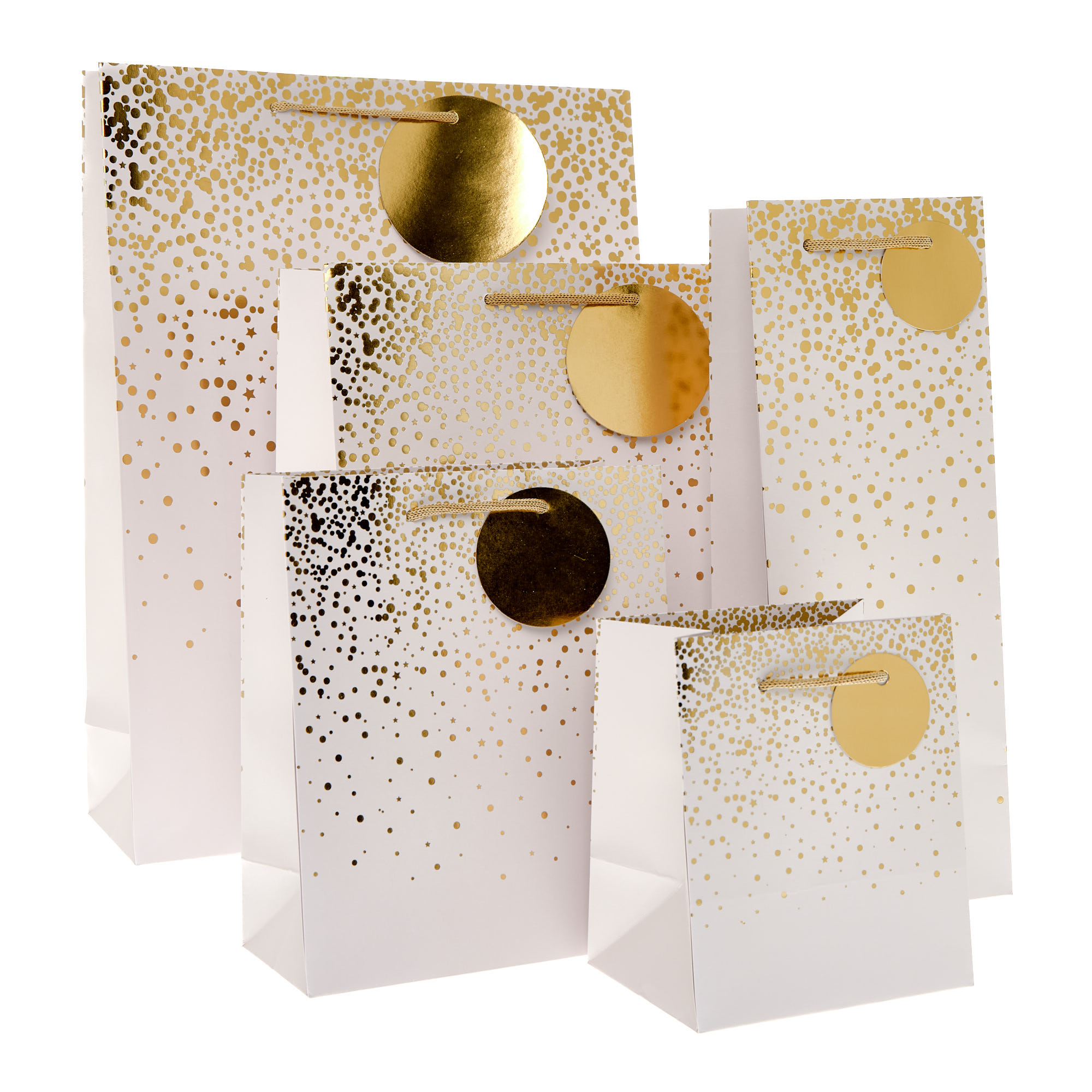 Gold Speckle Gift Bags - Multipack of 5
