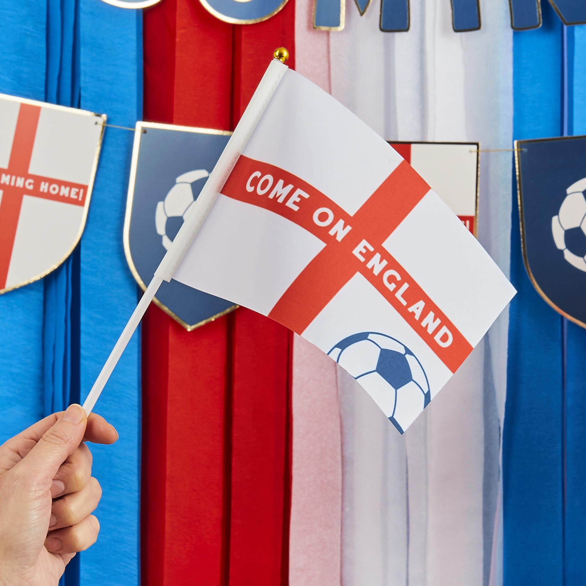 Come On England Polyester Small Waving Flags - Pack of 6