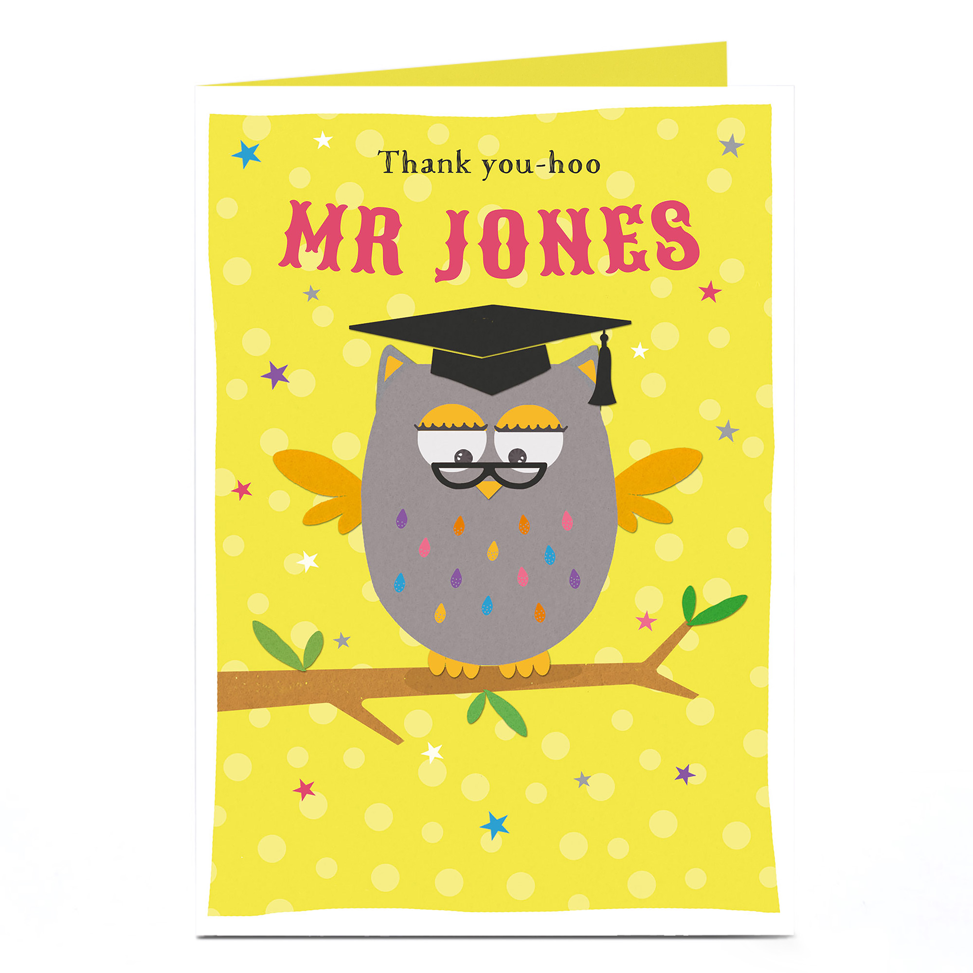 Personalised Thank You Teacher Card - Thank You-Hoo