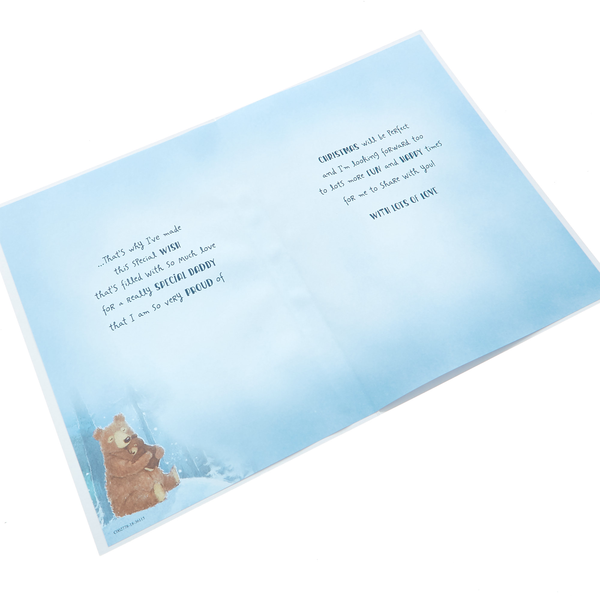 Christmas Card - Daddy Cute Bear Cuddles 