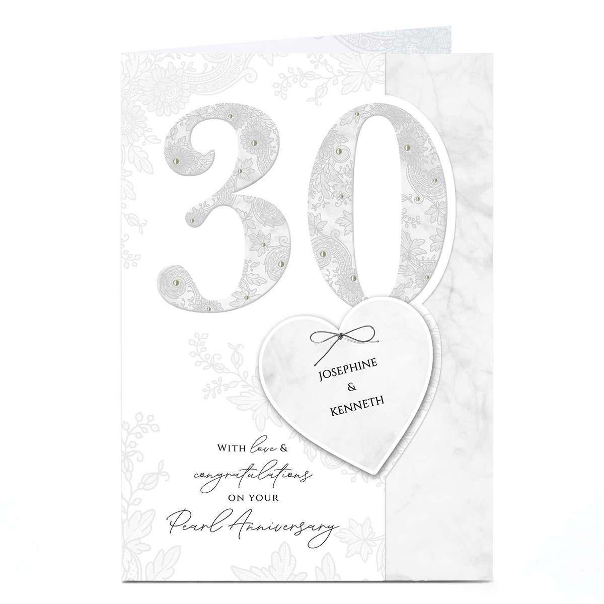 Personalised 30th Anniversary Card - Love & Congratulations 