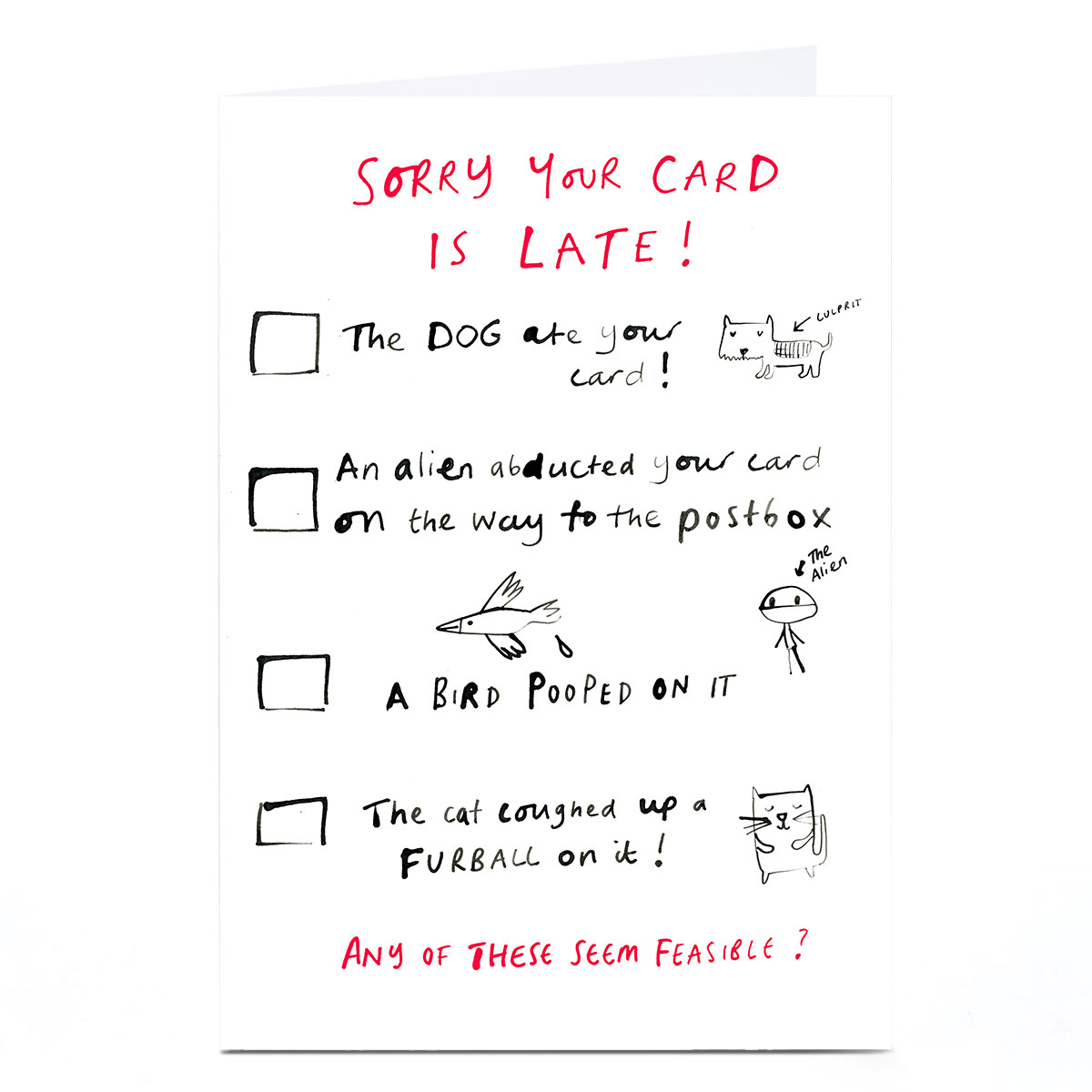 Personalised Birthday Card - Sorry Your Card Is Late 