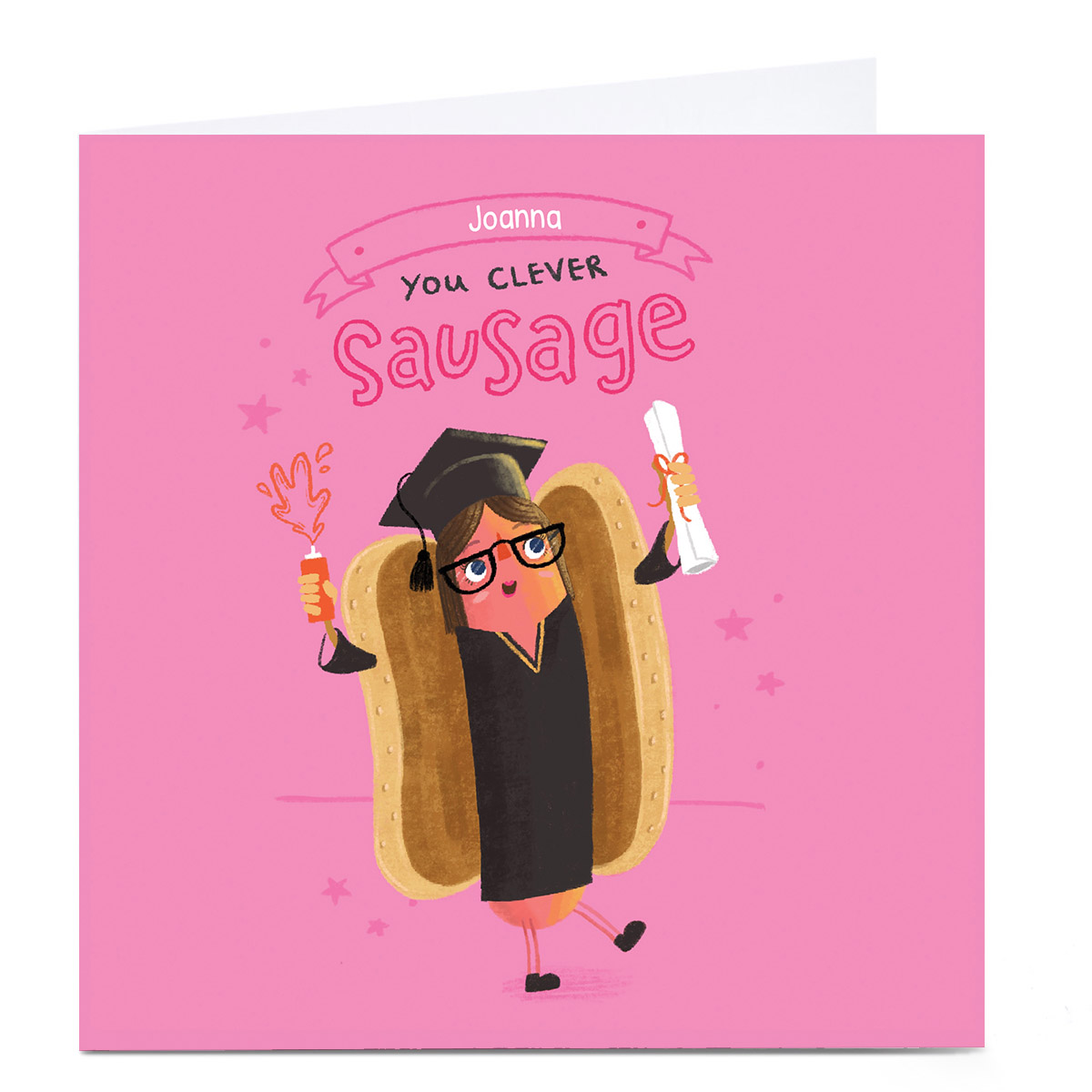 Personalised Blue Kiwi Card - You Clever Sausage, Pink 