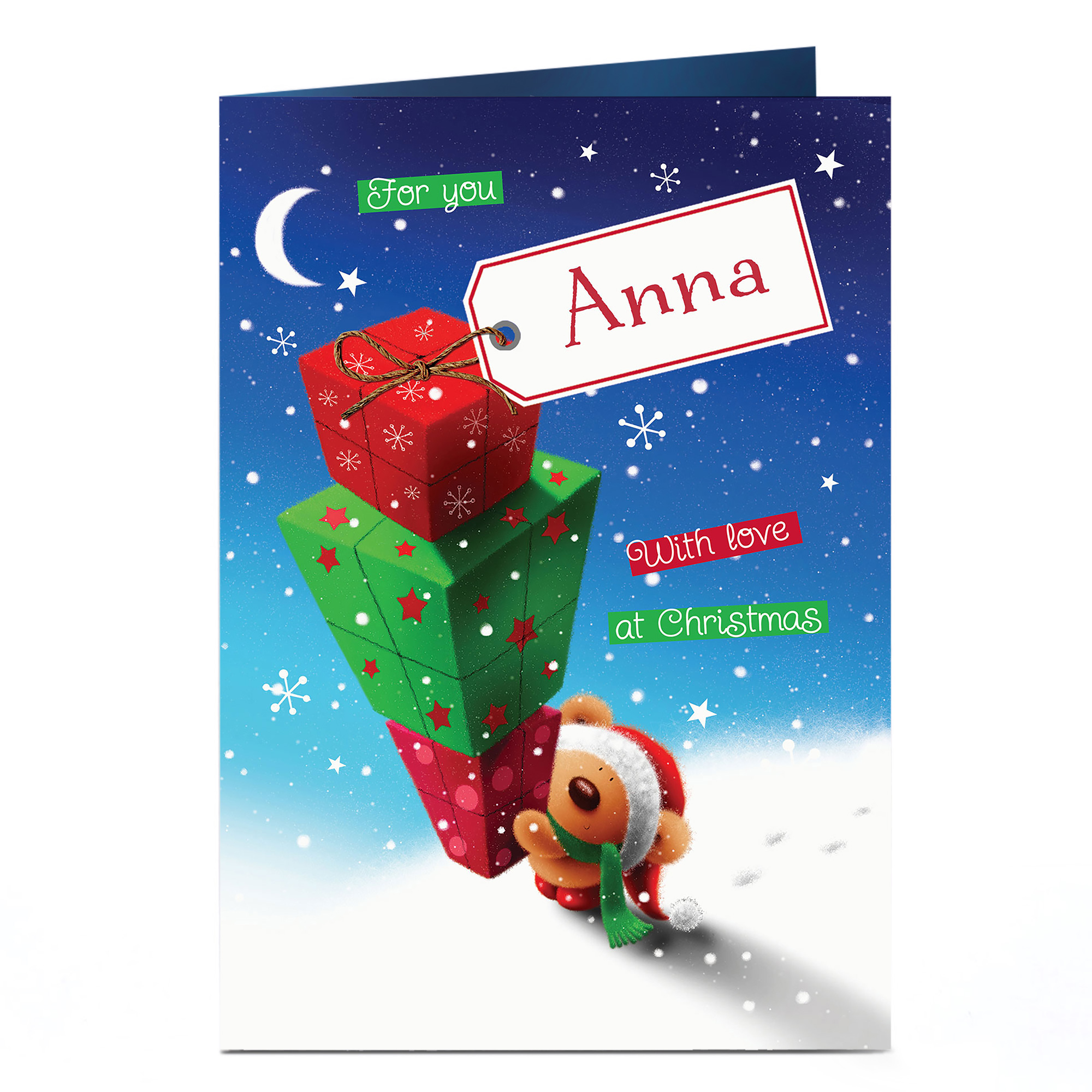 Personalised Christmas Card - Bear With Presents