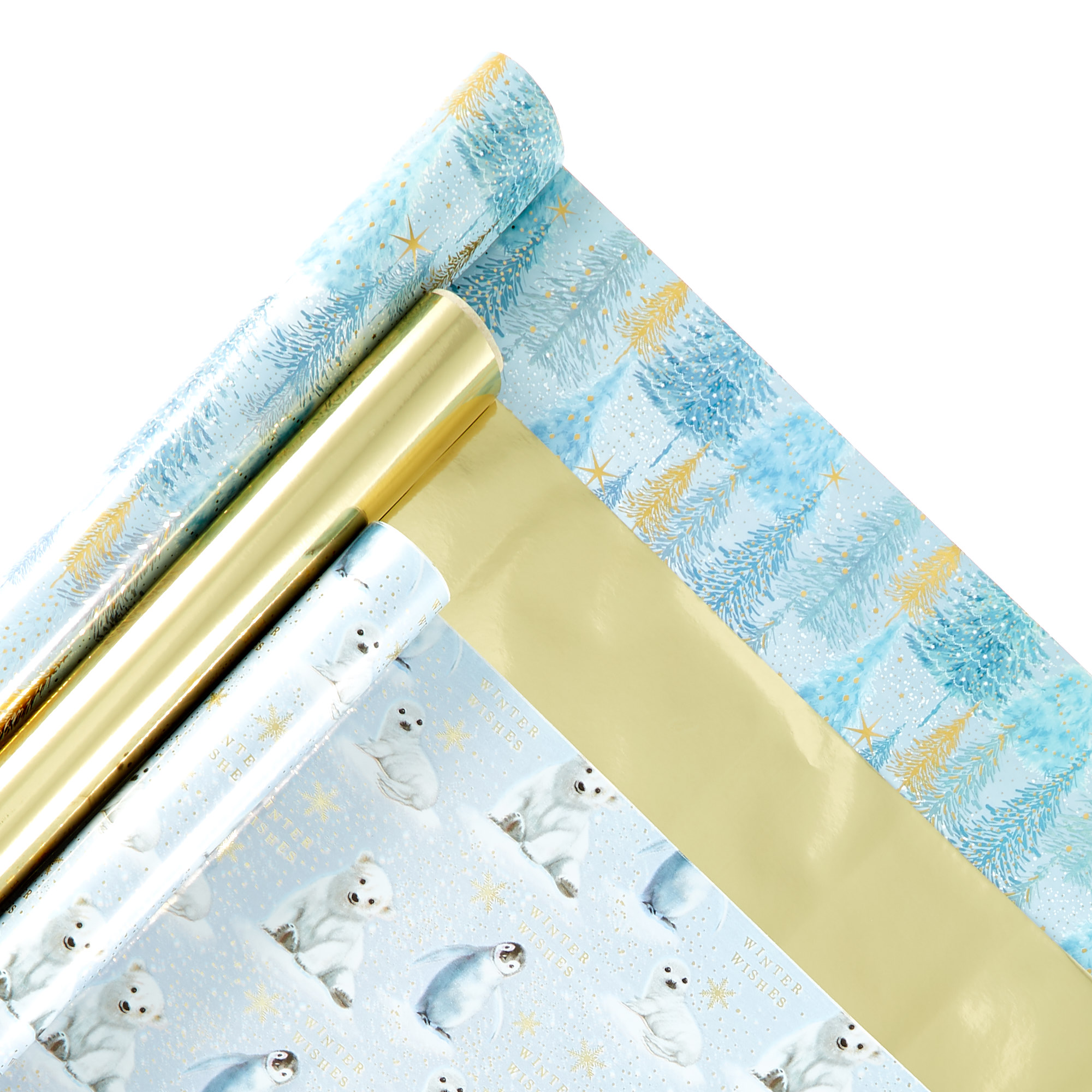 Trees & penguins Christmas Wrapping Paper Rolls - Pack Of 3 