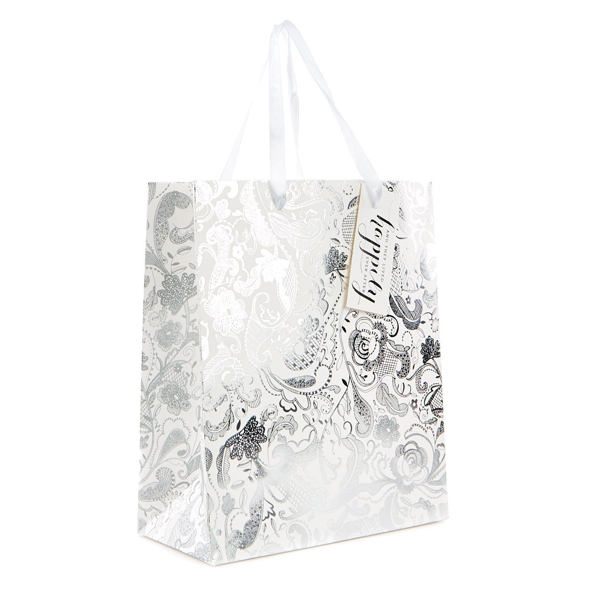 Medium Portrait Black & White Gift Bag - Happily Ever After