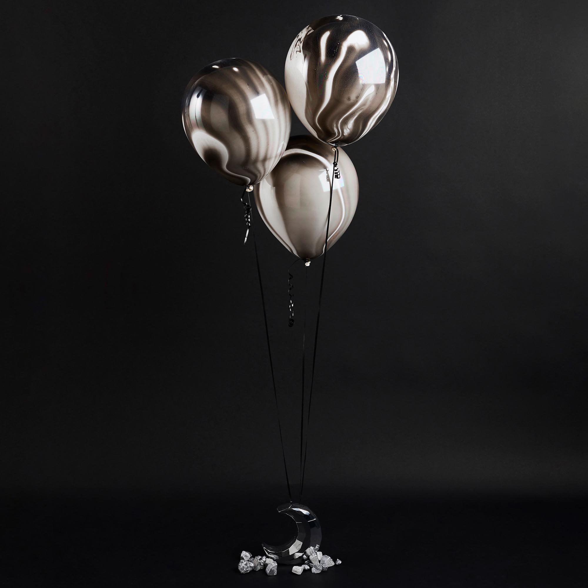 Black Marble 12-Inch Balloons - Pack of 5