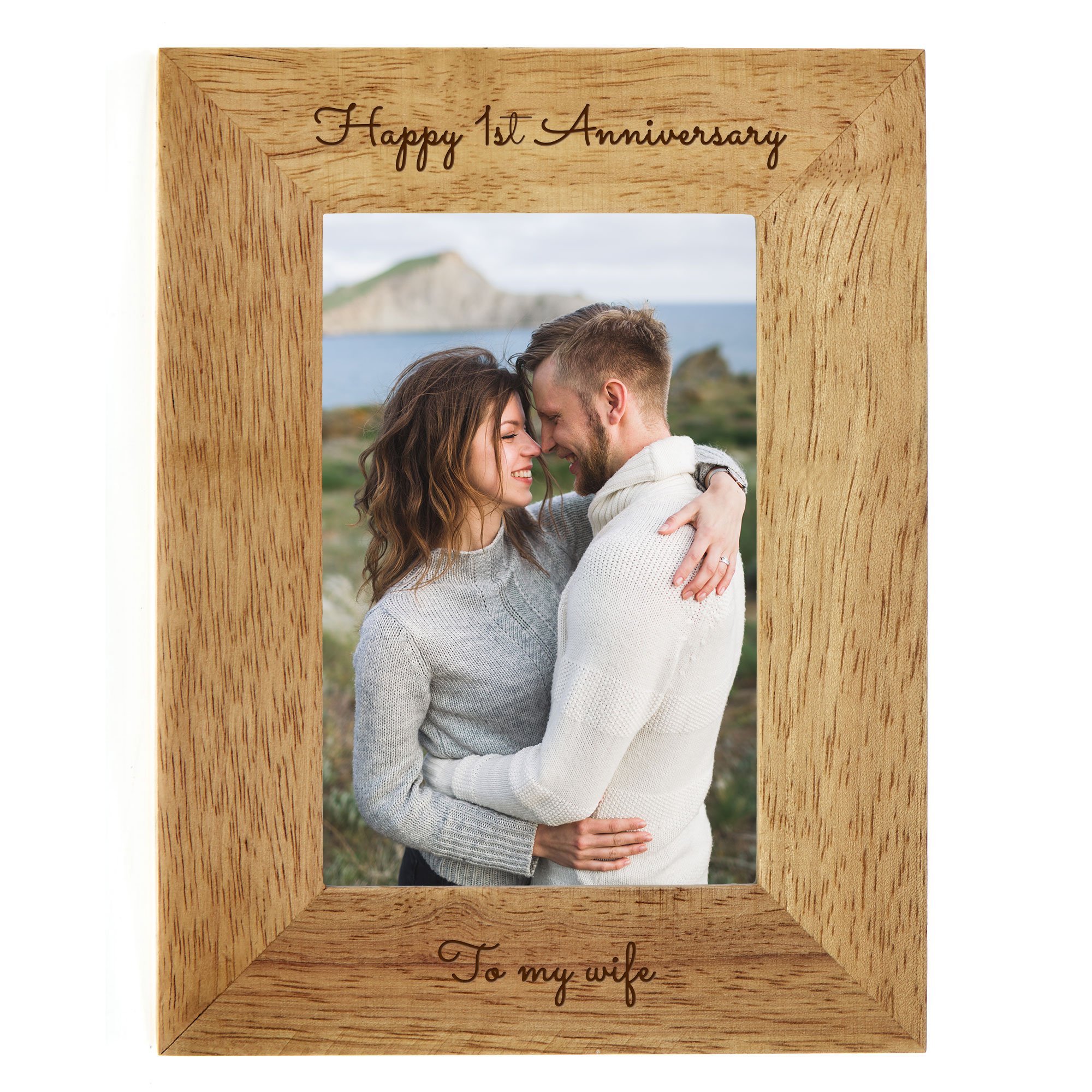 Personalised Engraved Wooden Photo Frame - Any Message