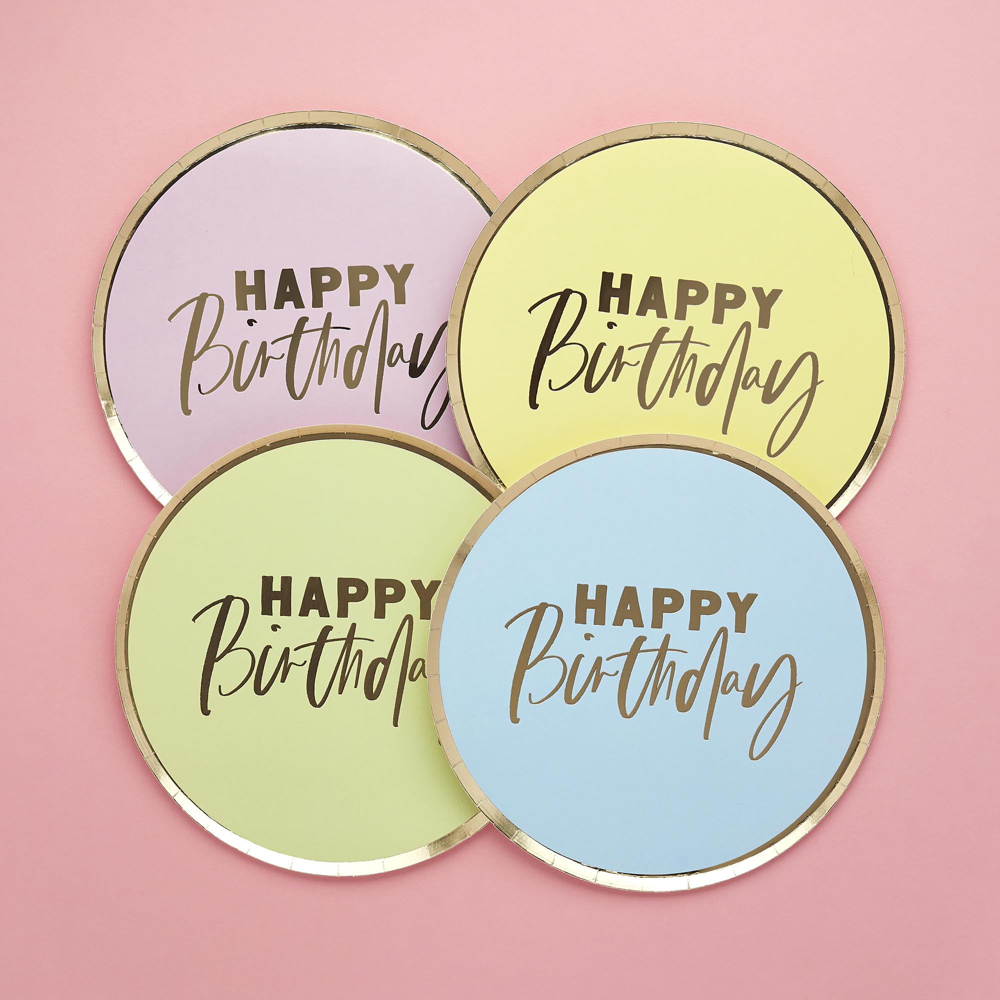 Pastel Happy Birthday Paper Plates - Pack of 8
