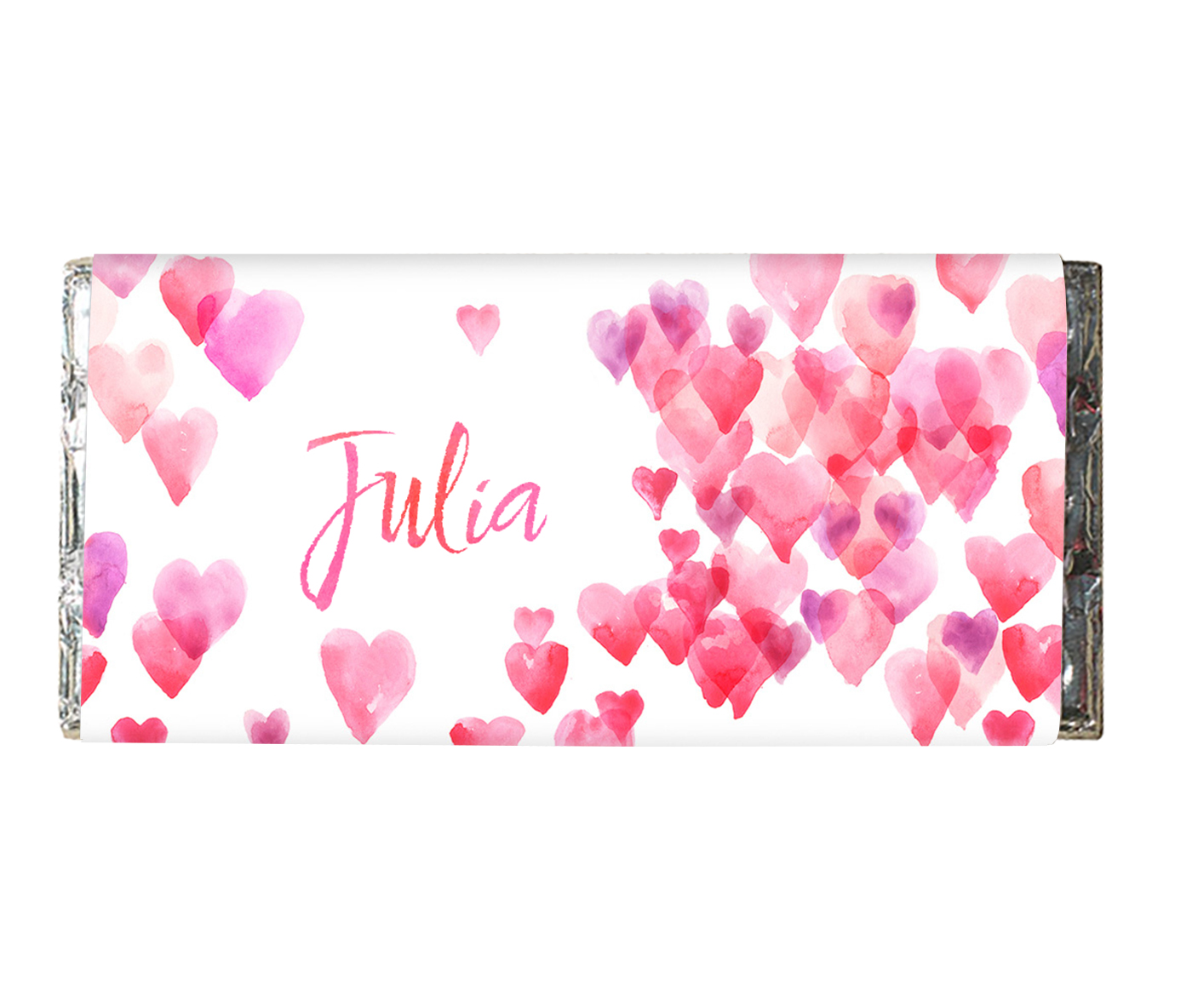 Personalised Chocolate Bar - Watercolour Hearts