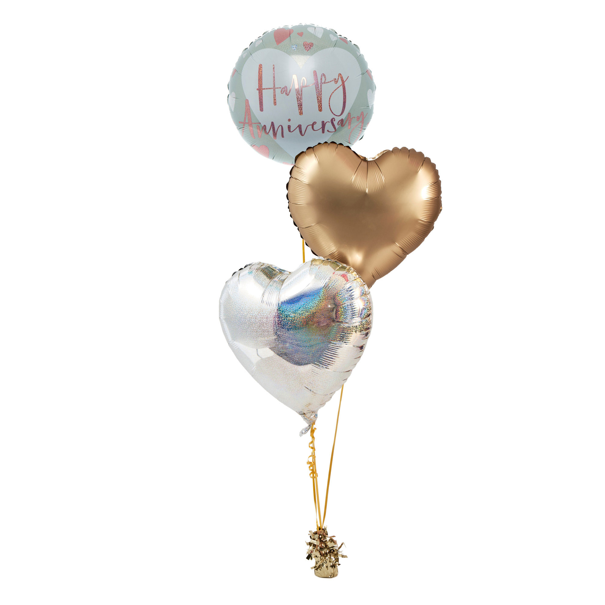 Grey & Pink Happy Anniversary Inflated Balloon Arrangement