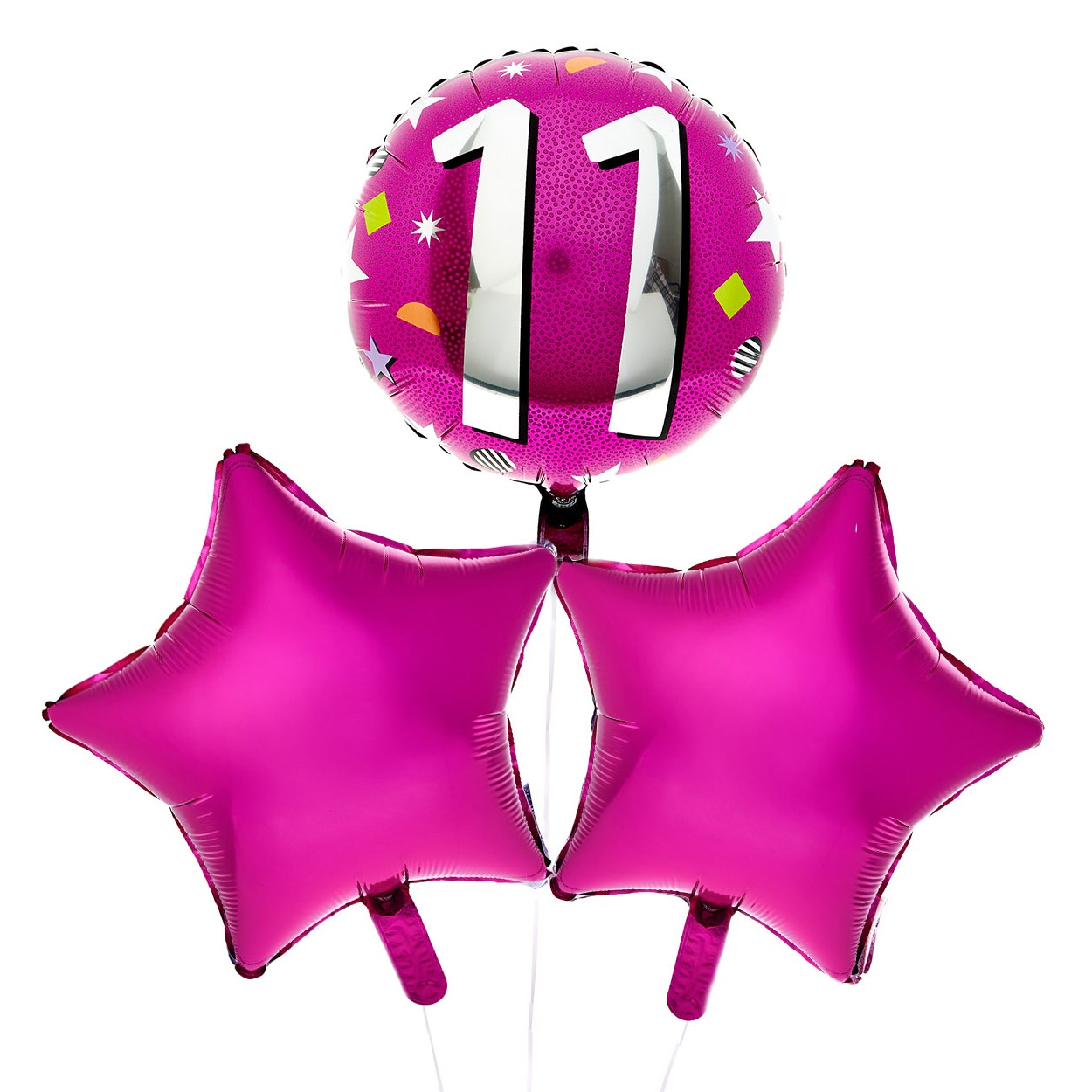 Pink & Silver 11th Birthday Balloon Bouquet - DELIVERED INFLATED!