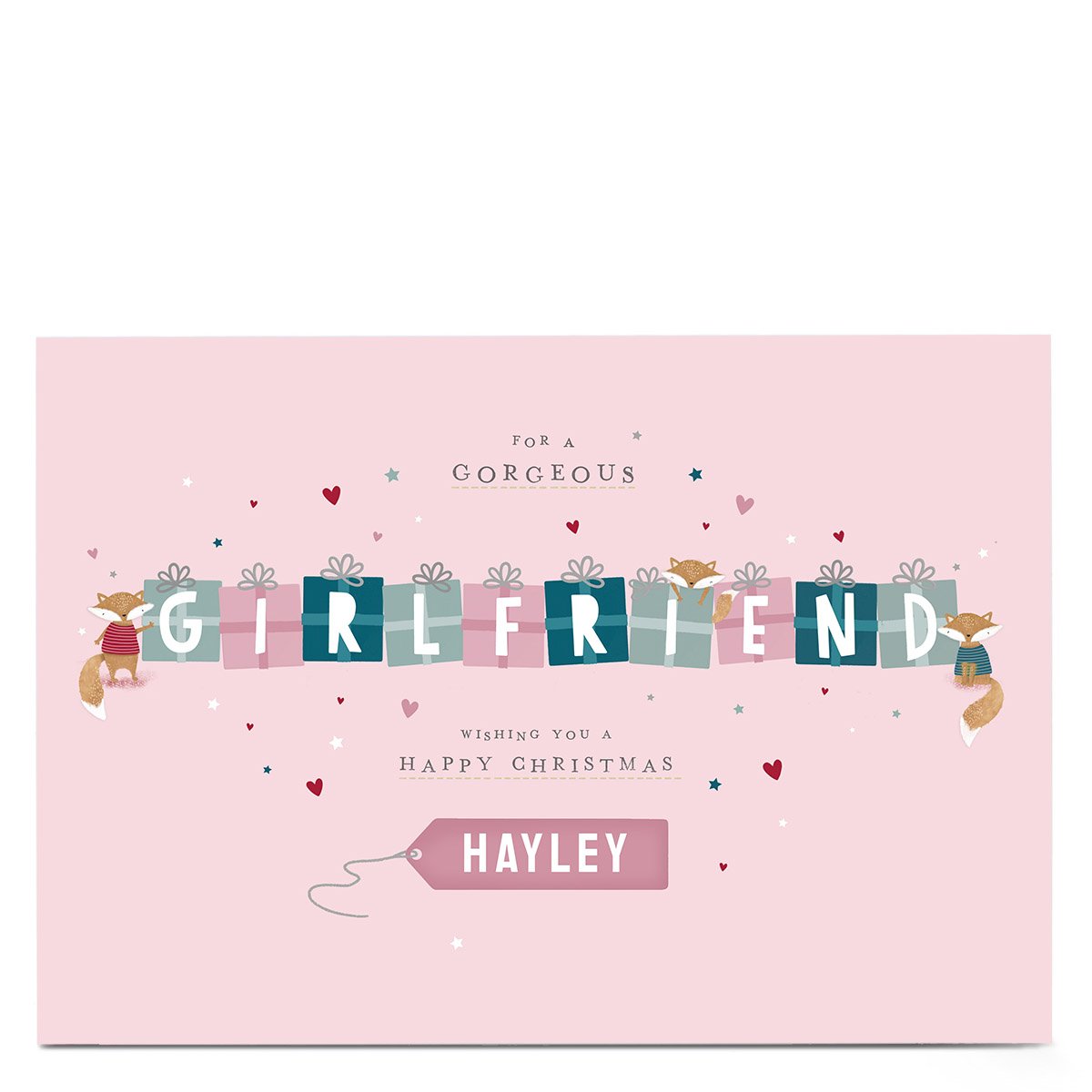 Personalised Christmas Card - Girlfriend Foxes