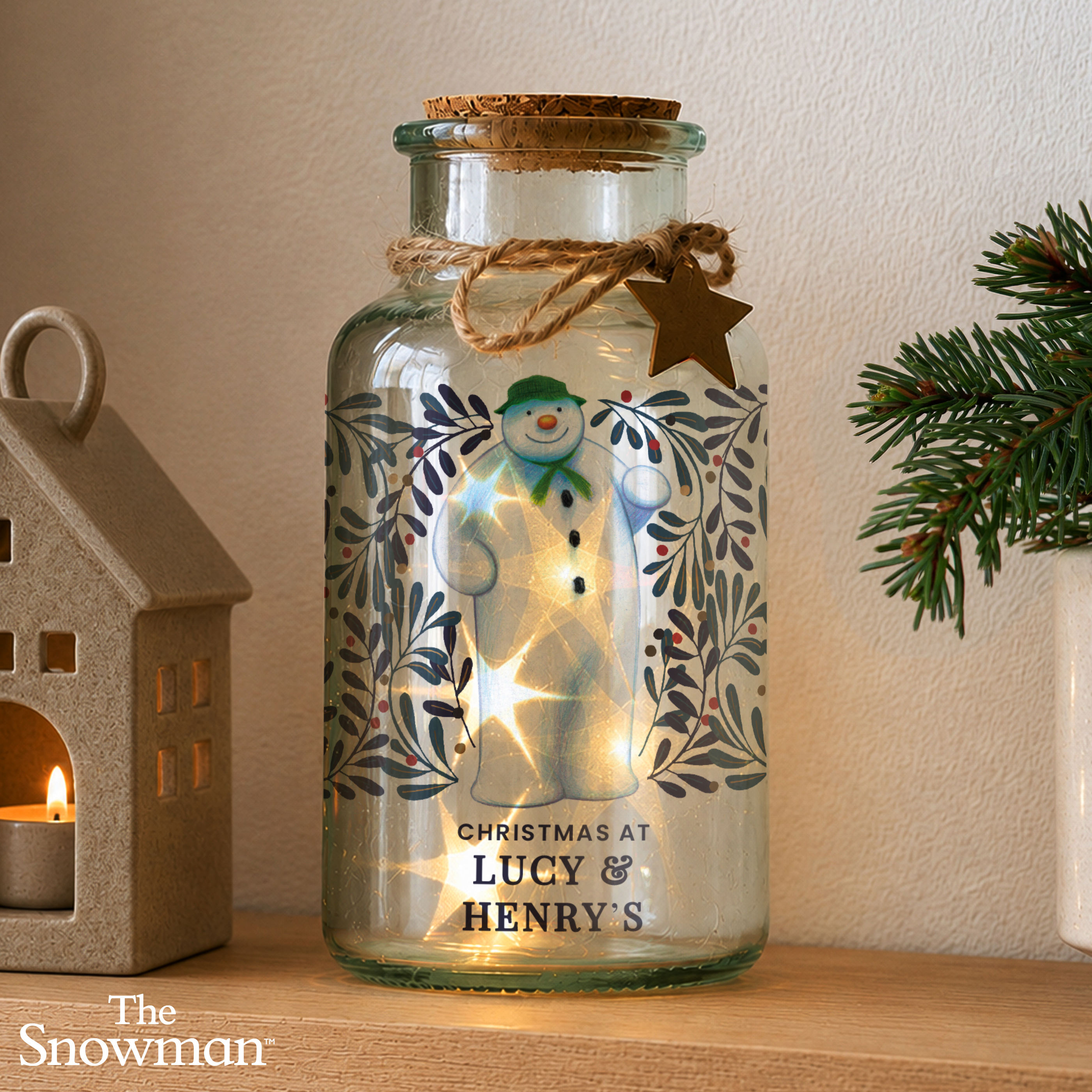 Personalised The Snowman Countdown to Christmas LED Jar