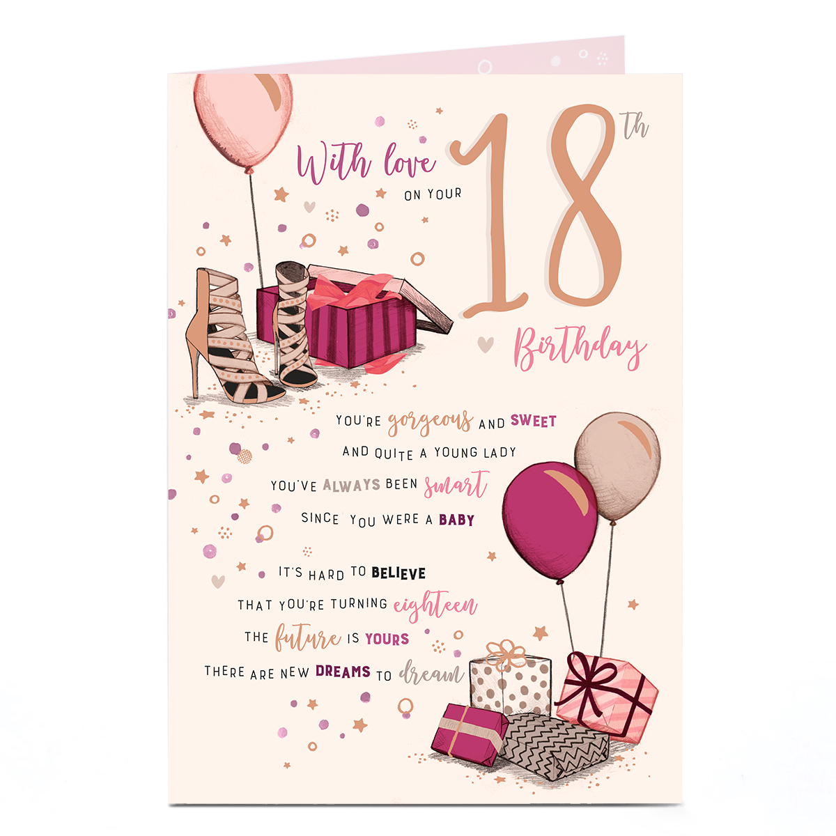 18th Birthday Card - Pink New Dreams to Dream