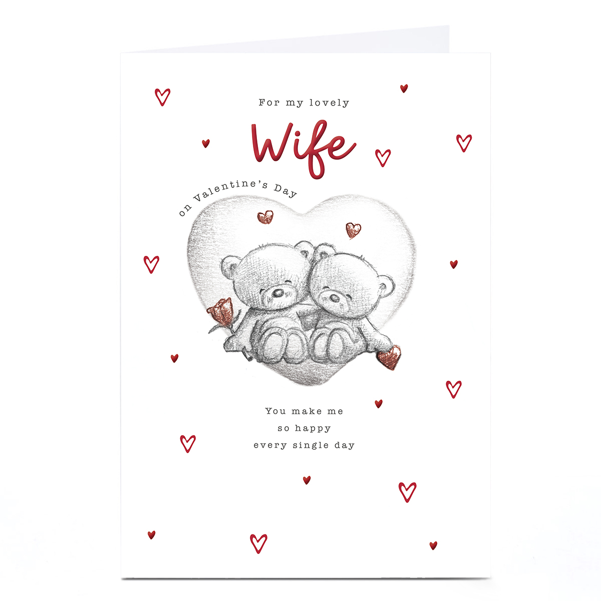 A4 Personalised Hugs Valentine's Day Card - You Make Me Happy Every Day, Wife