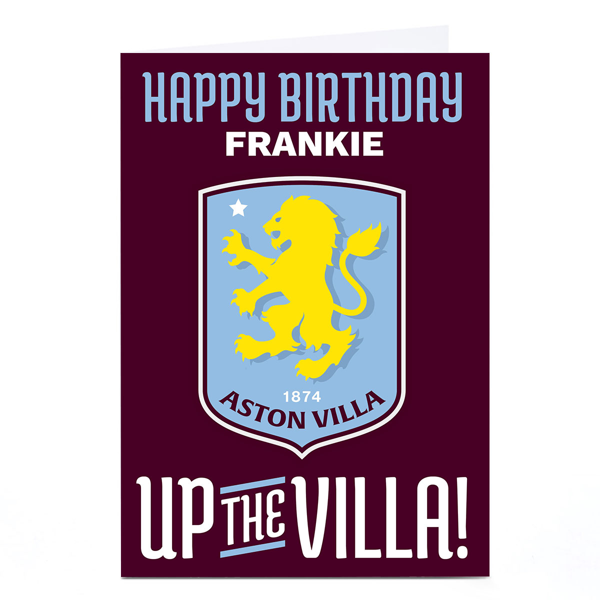 Personalised Football Birthday Card - Aston Villa Up The Villa!