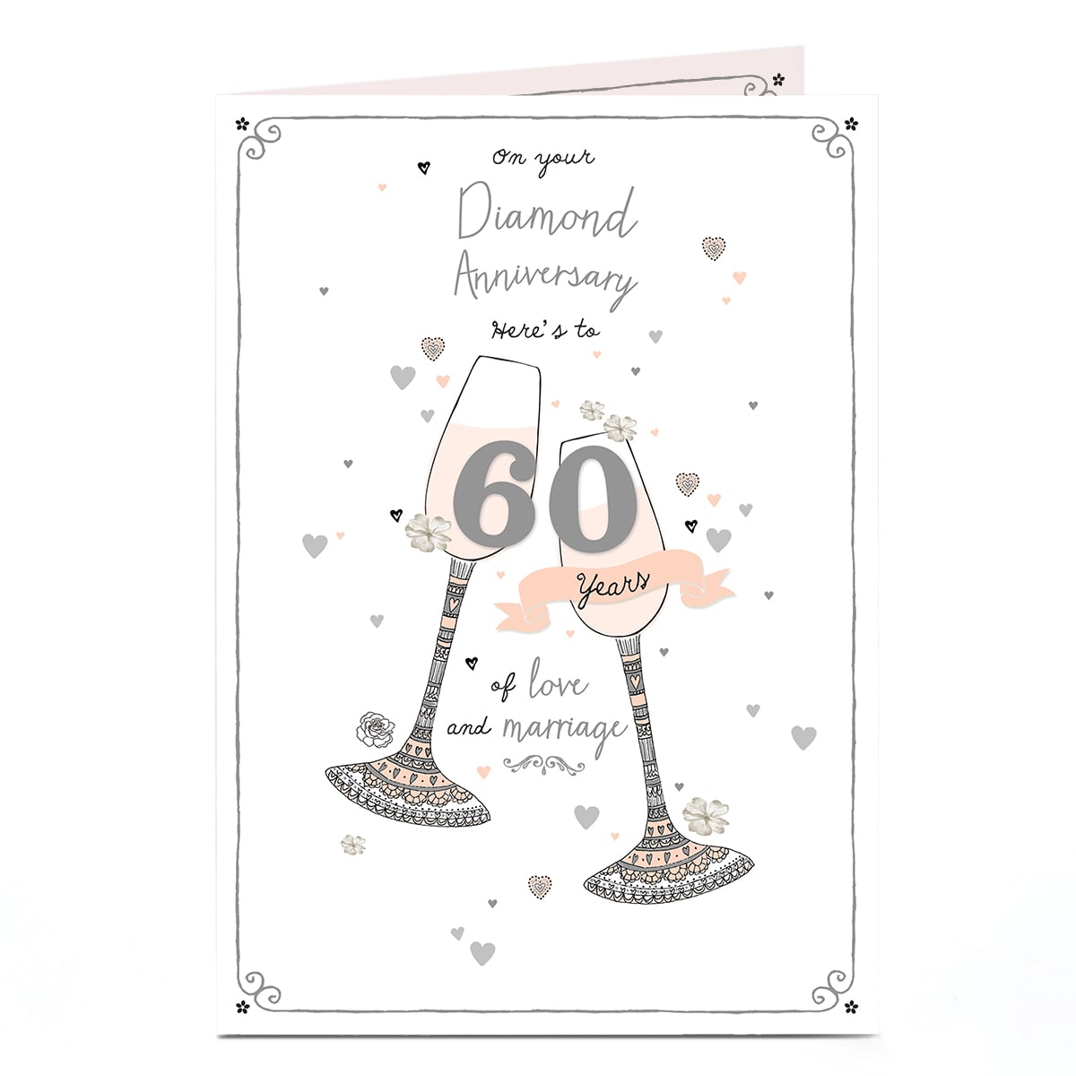 60th Anniversary Card - On Your Diamond Wedding Anniversary Glasses