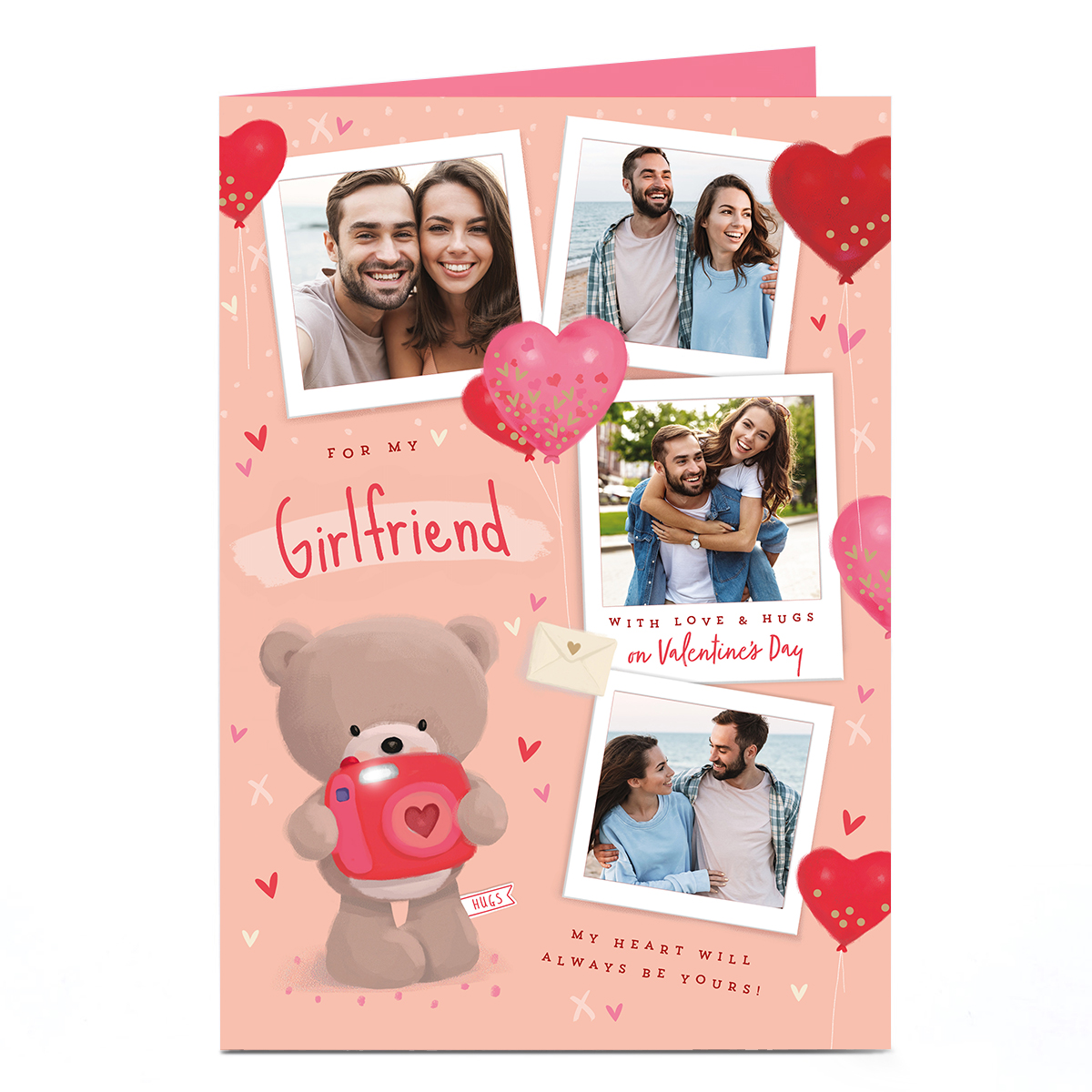 Photo Hugs Bear Valentine's Day Card - For My Girlfriend