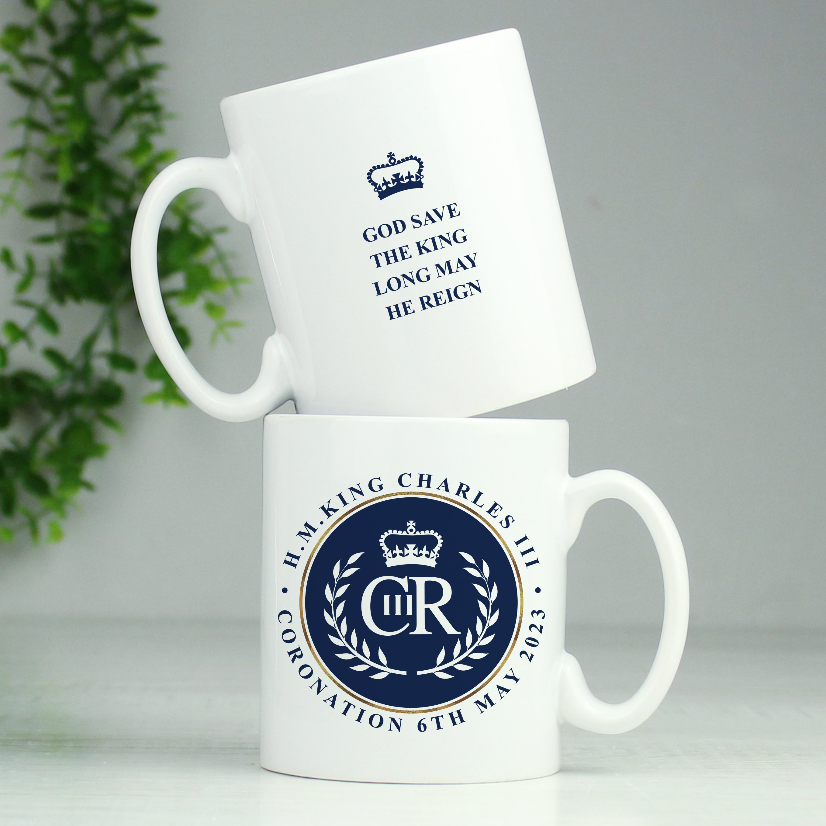 Personalised King's Coronation Blue Crest Mug