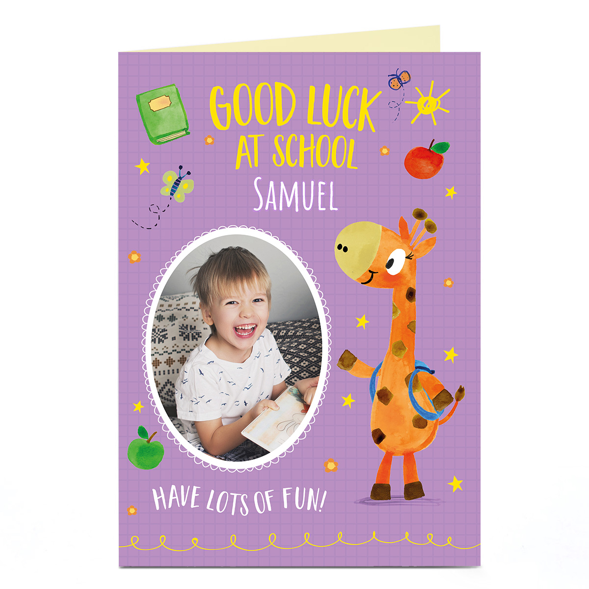 Photo Good Luck Card - School Starters Giraffe 