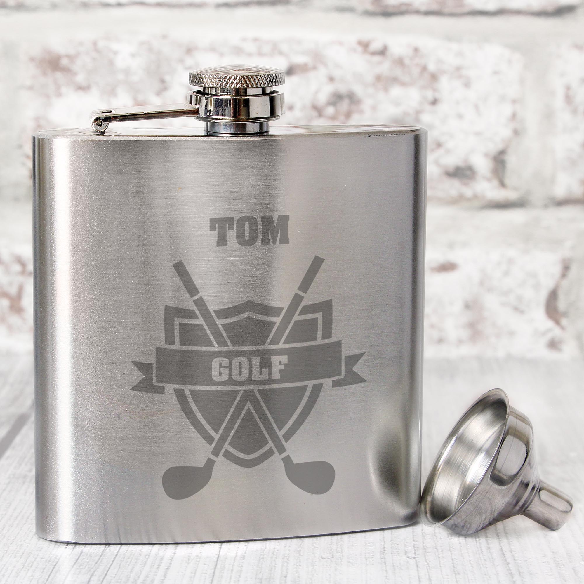 Personalised Golf Crest Hip Flask