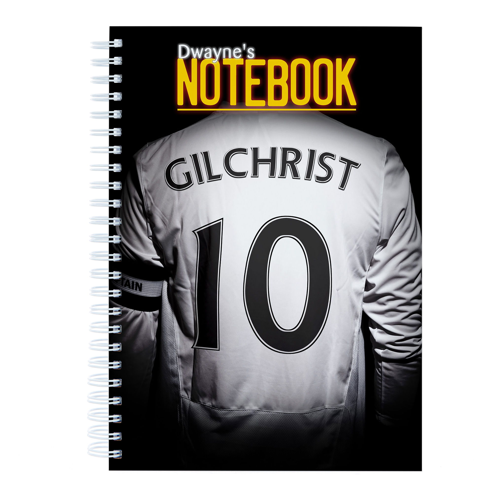 Personalised White Football Shirt Notebook