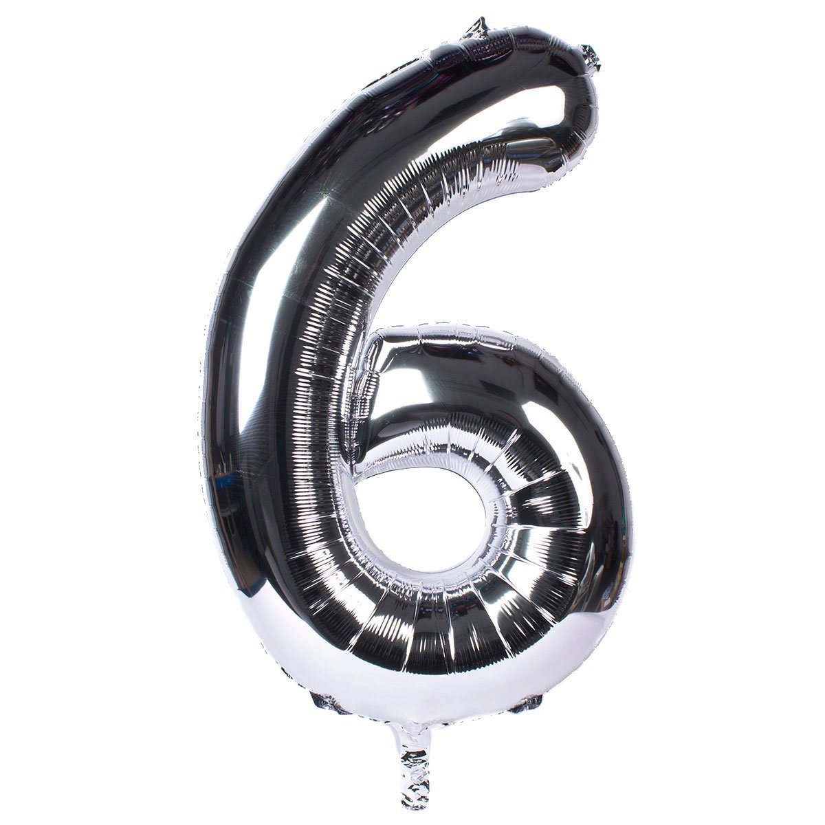 Silver Number 6 Foil Giant Helium Balloon - Uninflated