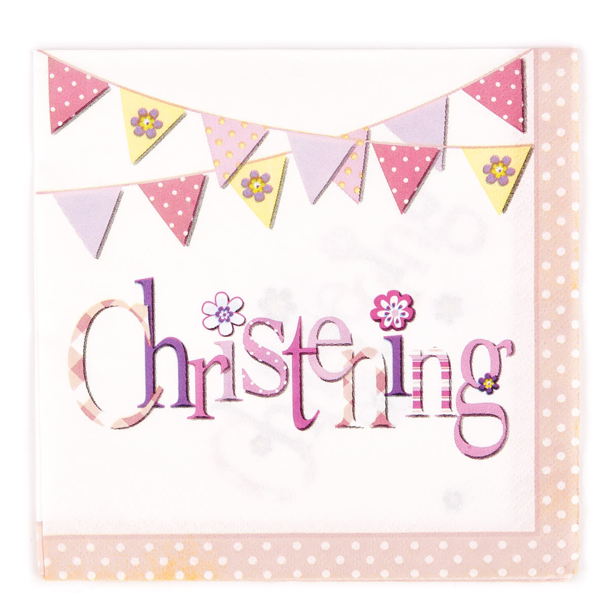 Pink Christening Party Tableware & Decoration Bundle - 16 Guests