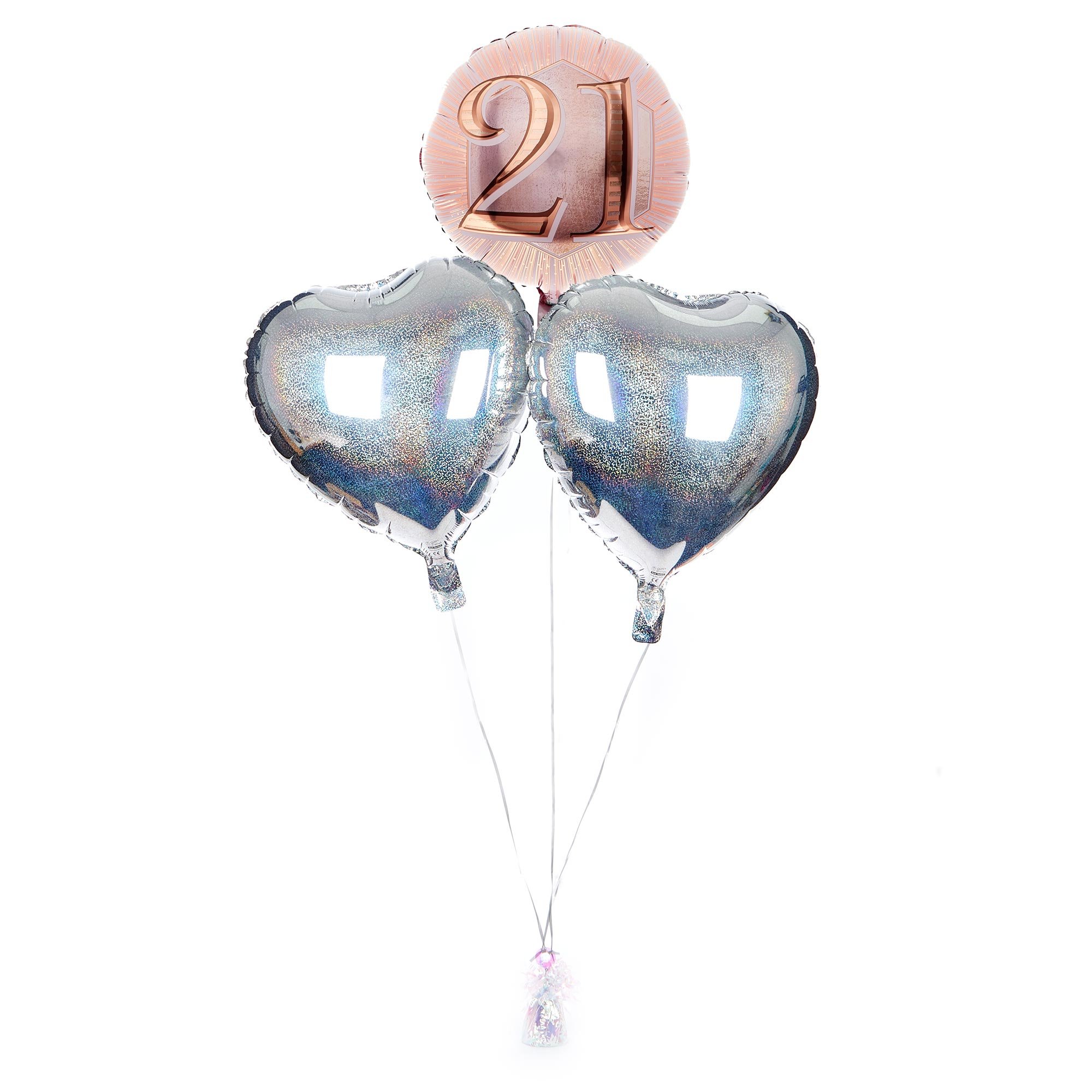 Rose Gold 21st Birthday Balloon Bouquet - DELIVERED INFLATED!