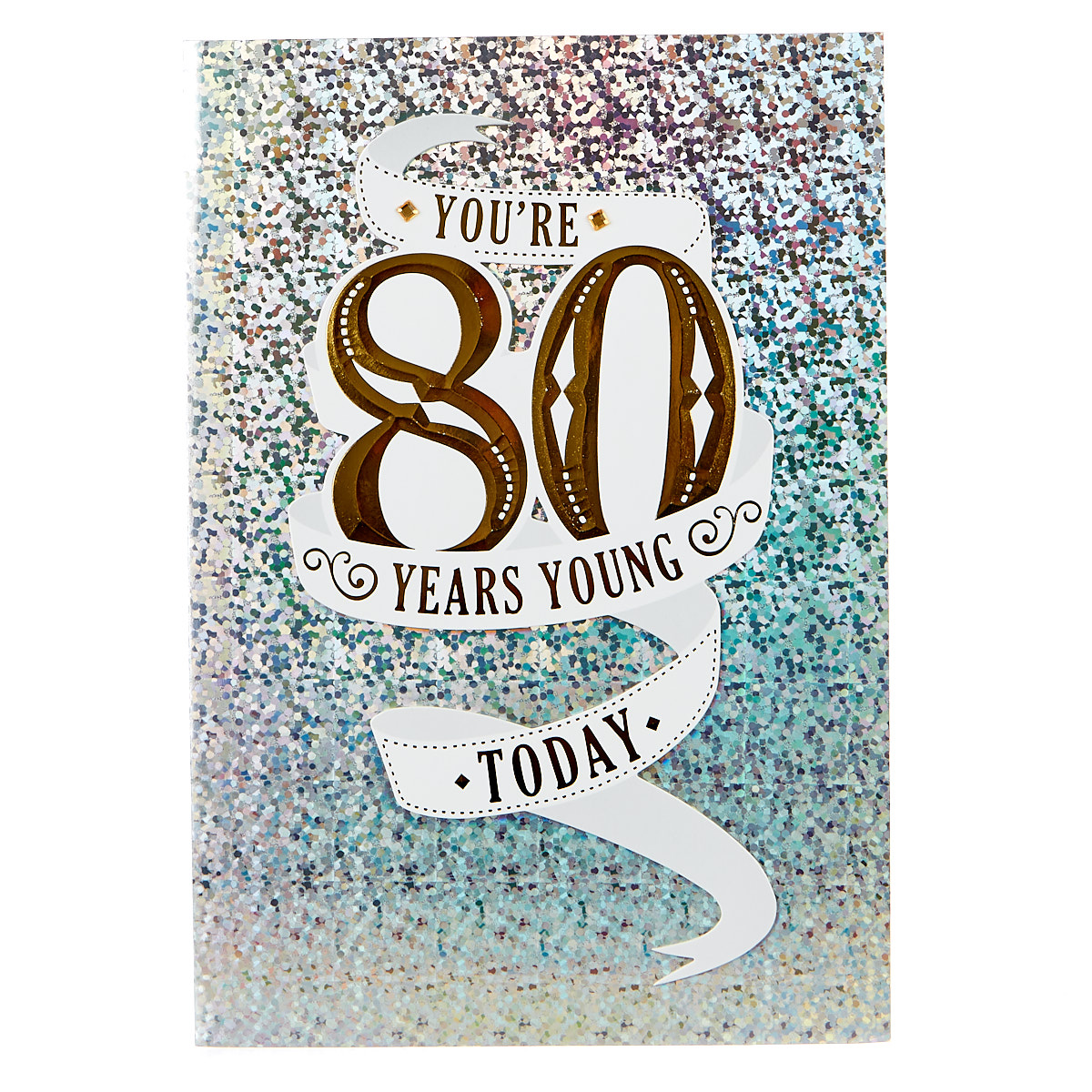 80th Birthday Card - Gold & Silver Foil