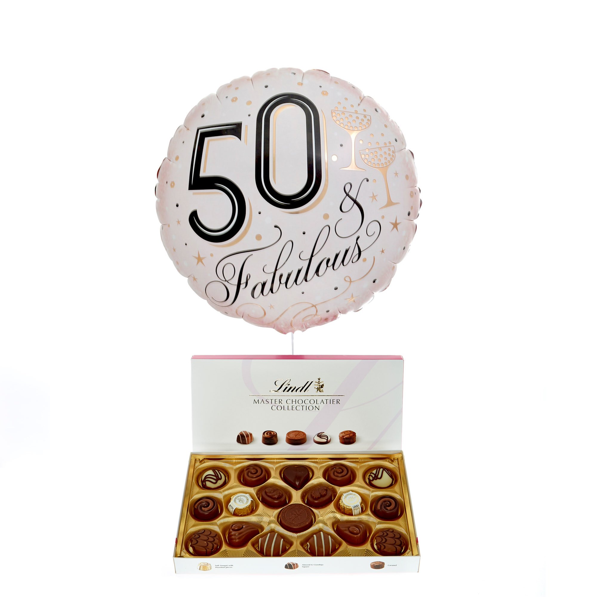 Fabulous 50th Birthday Balloon & Lindt Chocolates - FREE GIFT CARD!