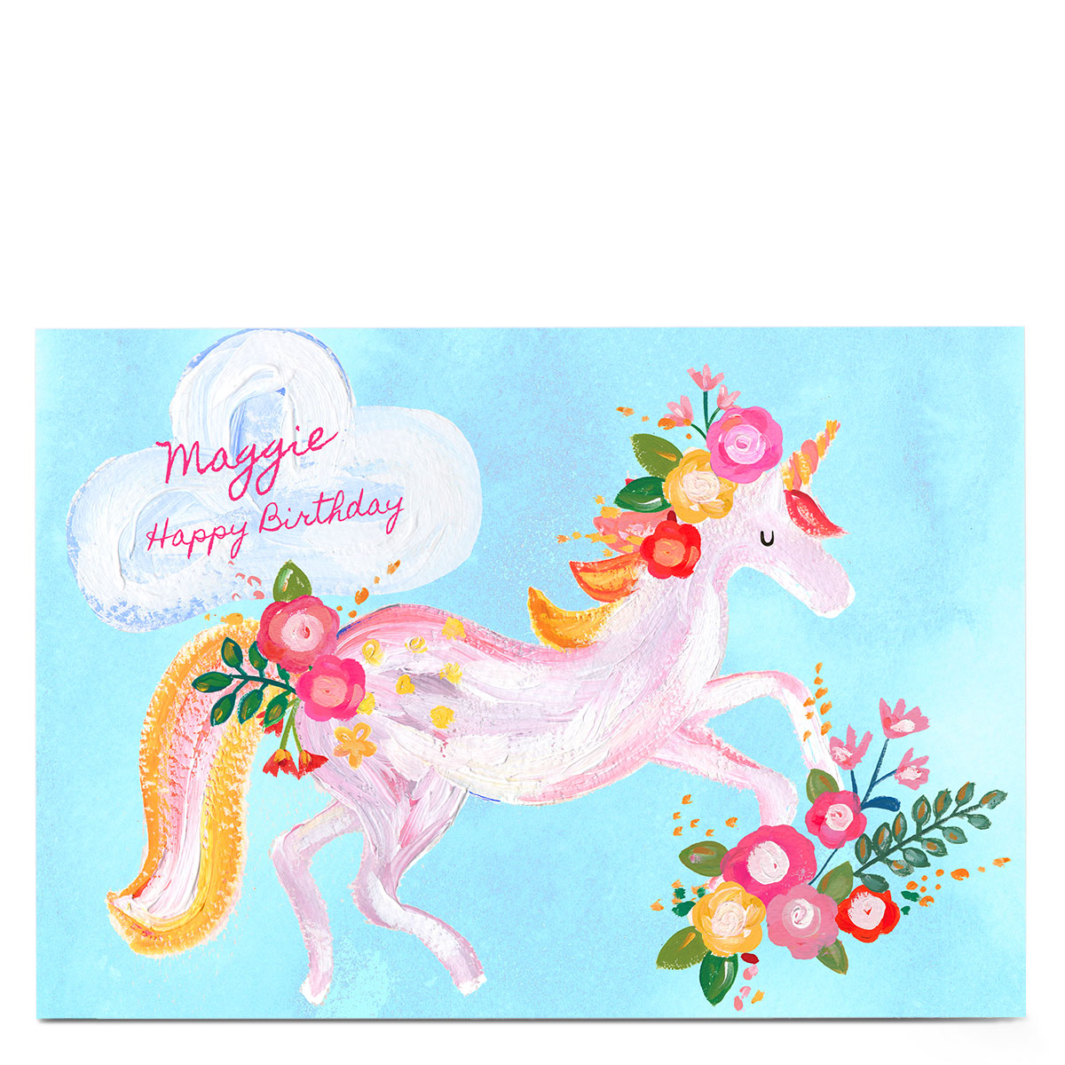 Personalised Kerry Spurling Card - Floral Unicorn