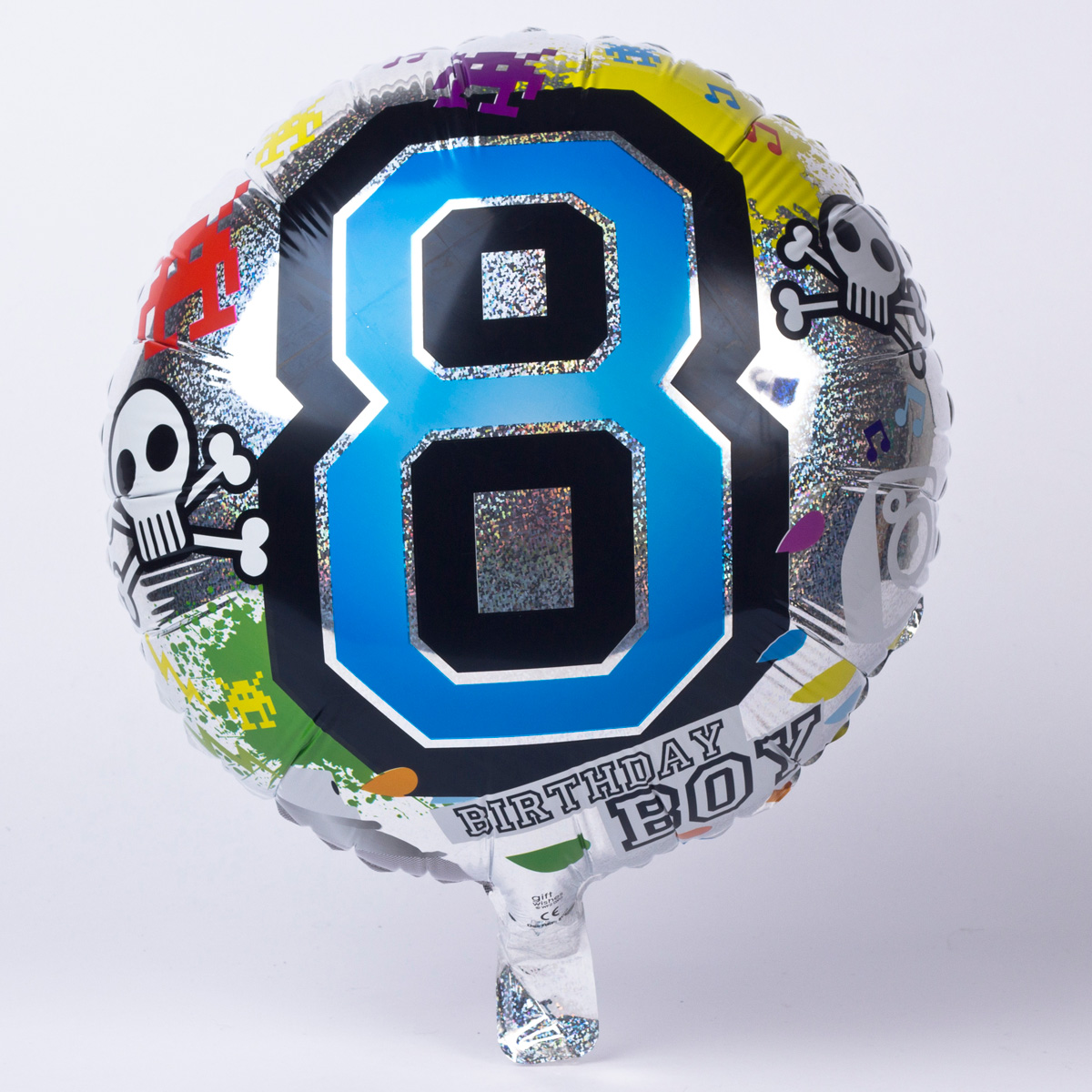 Holographic Skull & Crossbones Age 8 Foil Helium Balloon