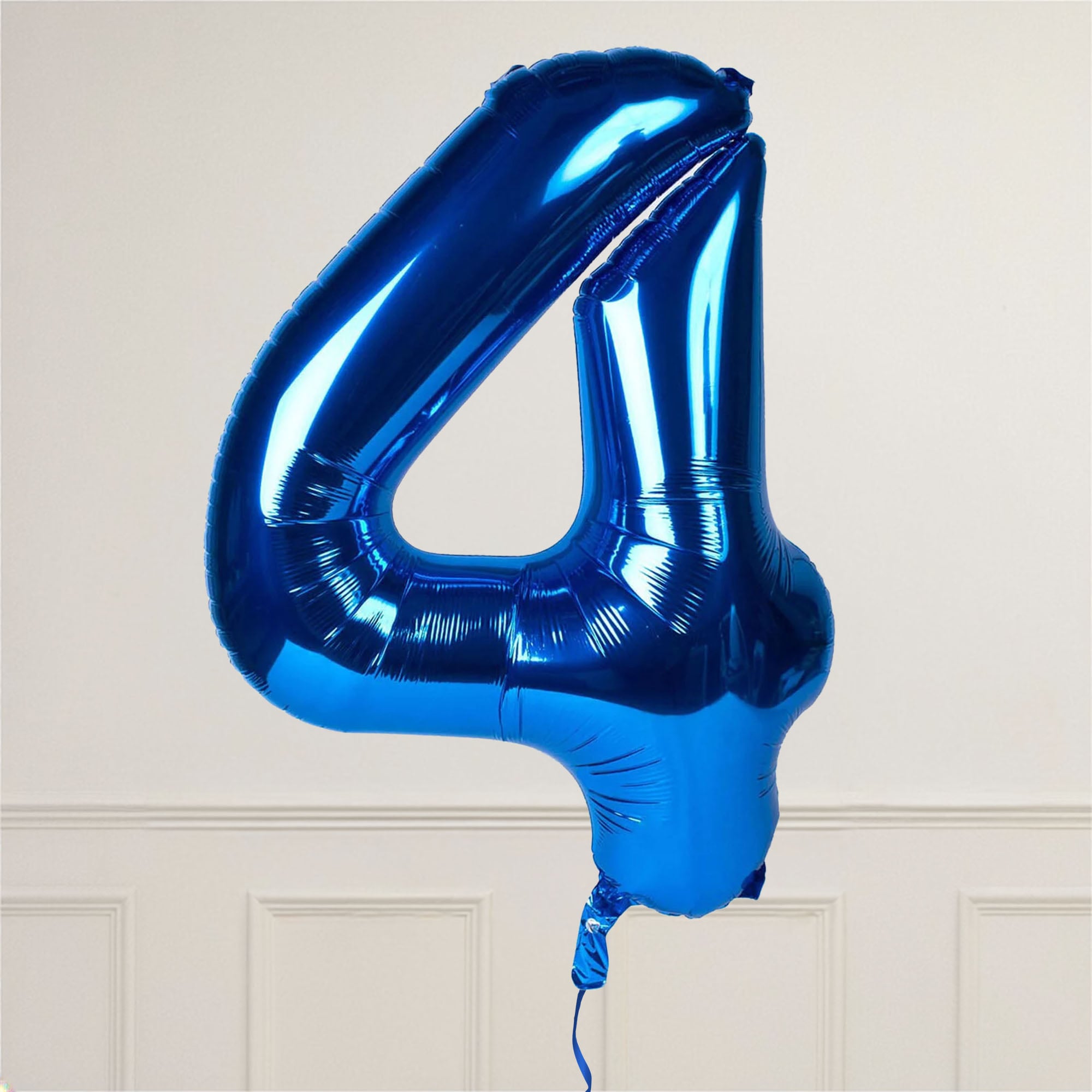 Blue Number 4 Giant Foil Helium Balloon INFLATED 