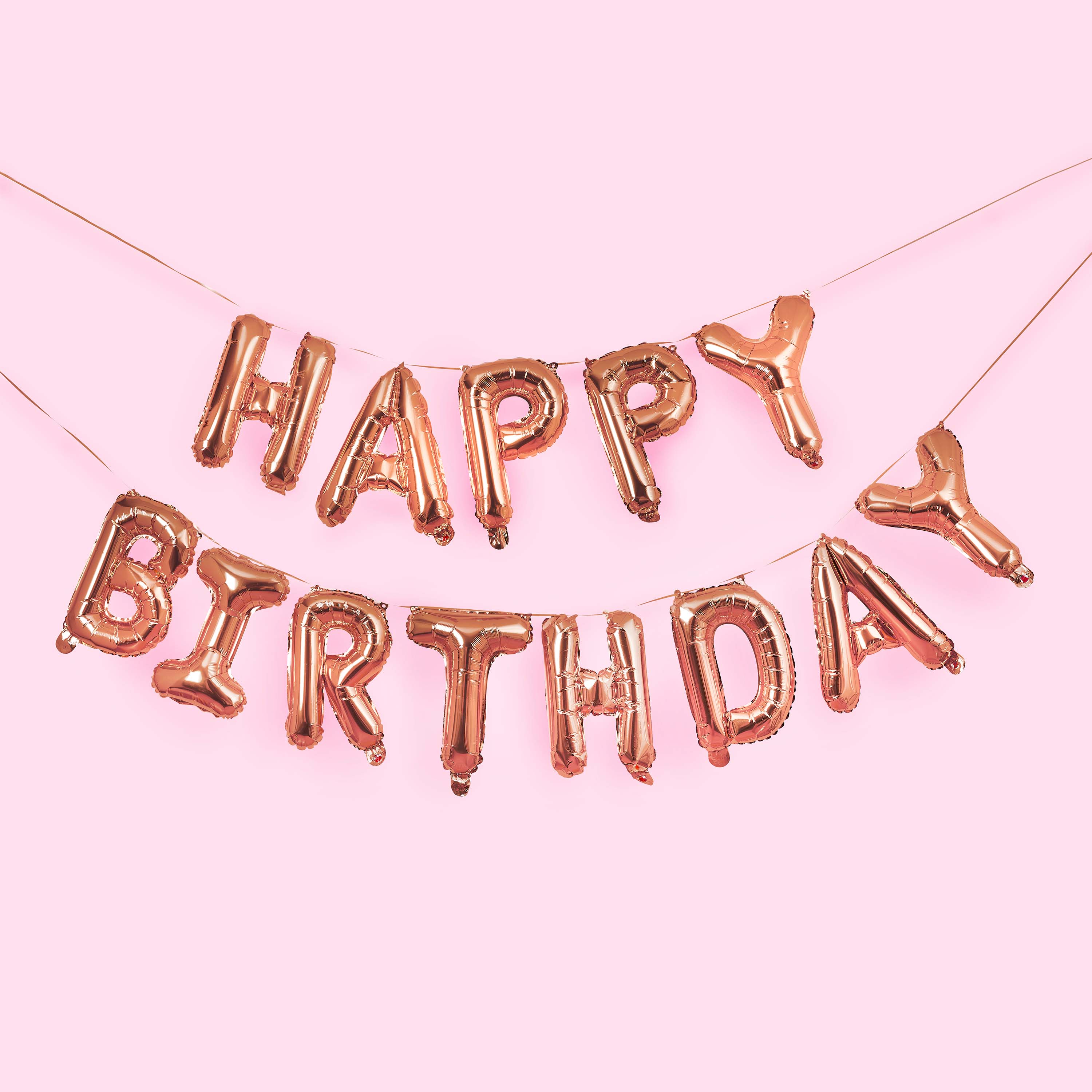 Metallic Rose Gold Happy Birthday 16 Foil Balloon Garland