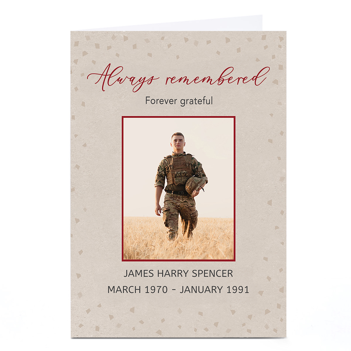 Personalised Military Card - Always Remembered